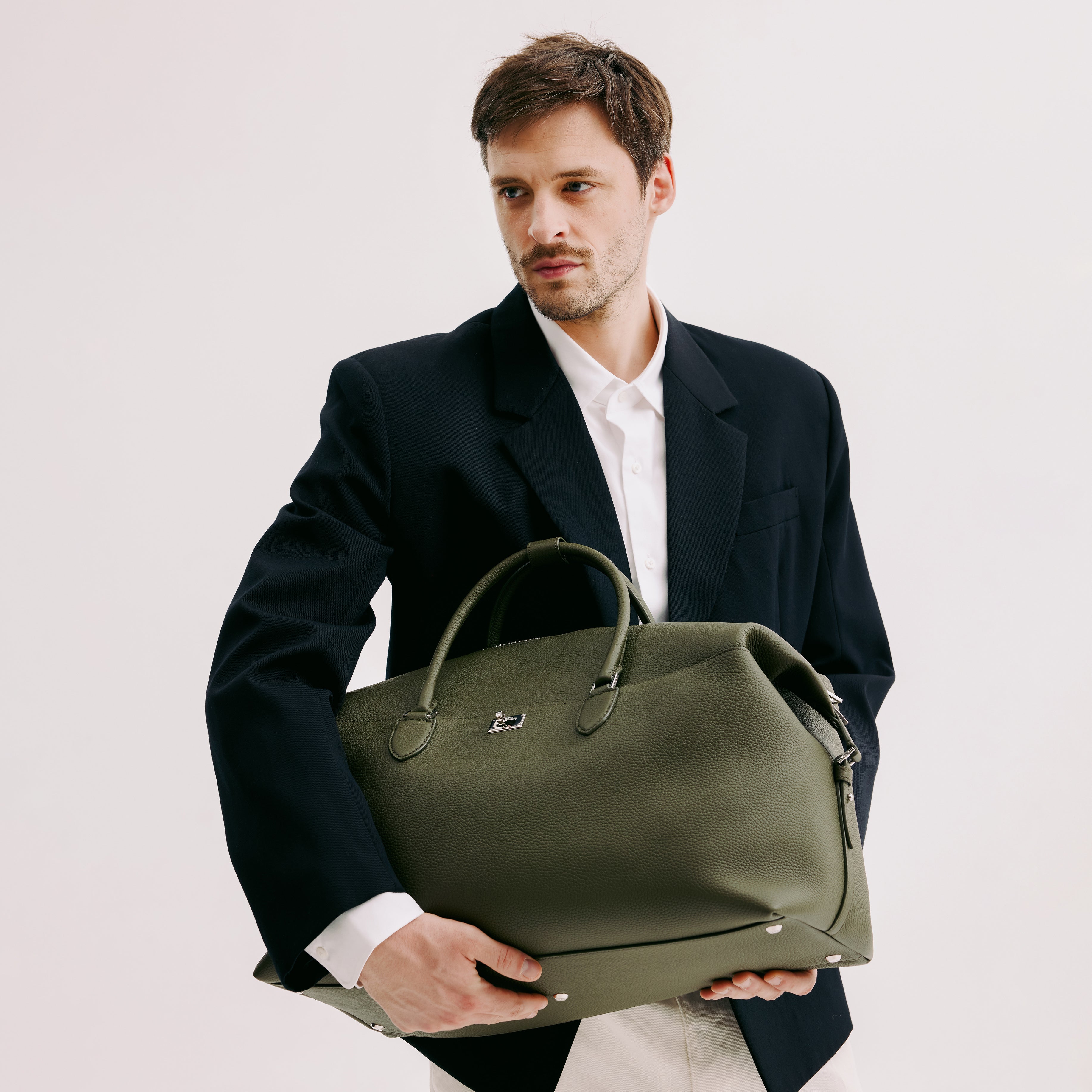 MONTPARNASSE DUFFLE LEATHER BAG KHAKI