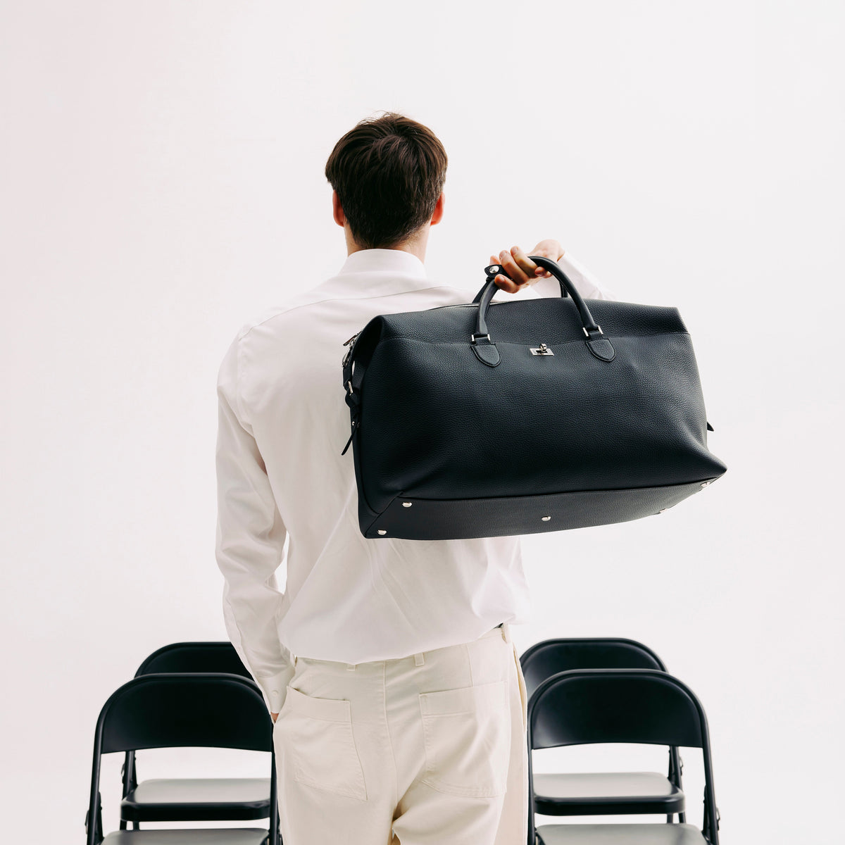 MONTPARNASSE DUFFLE LEATHER BAG BLACK