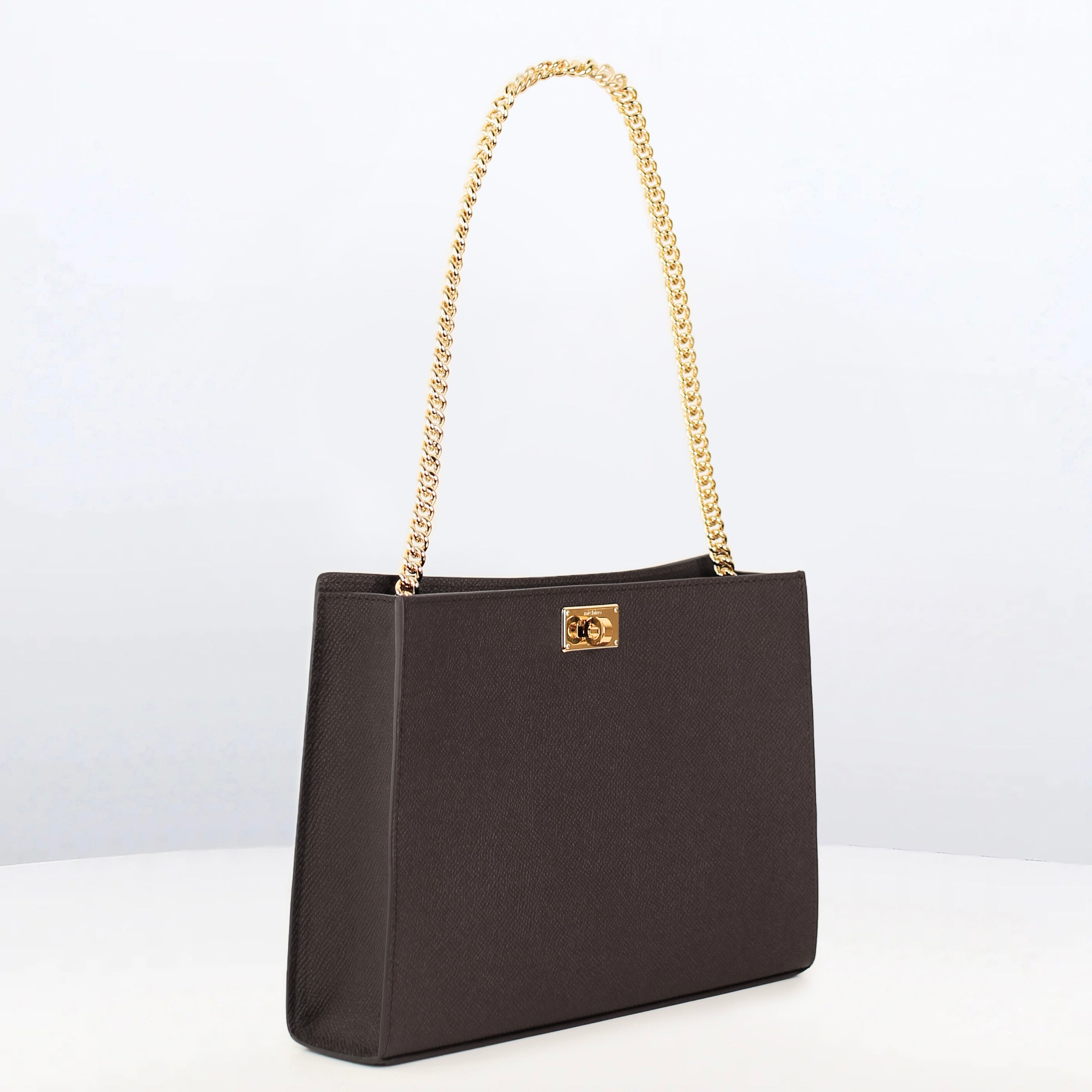 LEATHER POCHETTE MONTAIGNE CHARCOAL GREY