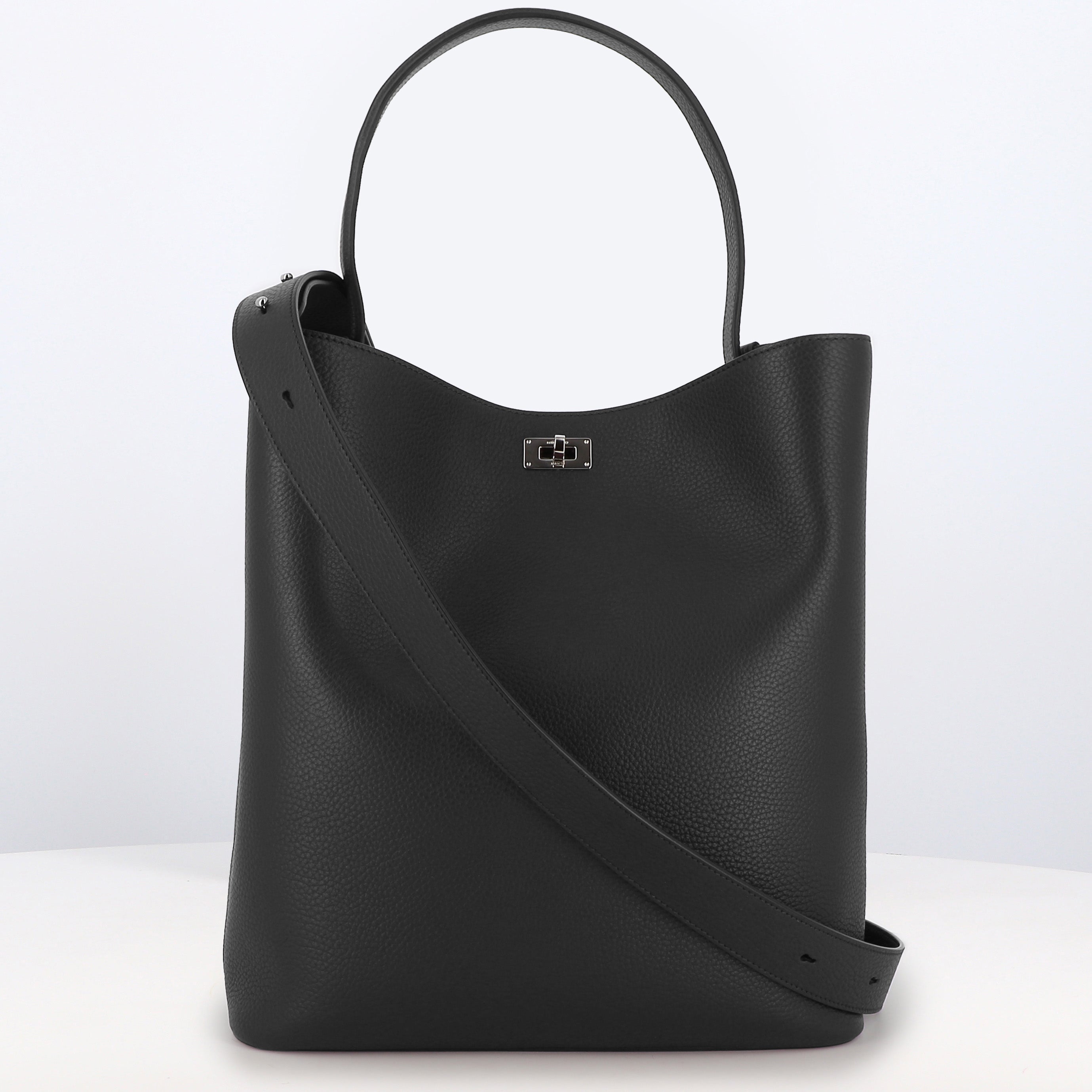 LEATHER BUCKET BAG ODEON GM BLACK
