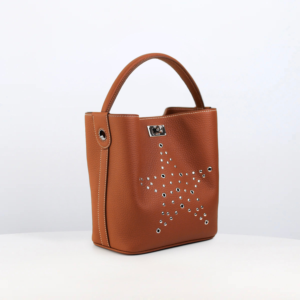 LEATHER BUCKET BAG ODEON MINI GOLD HOPE