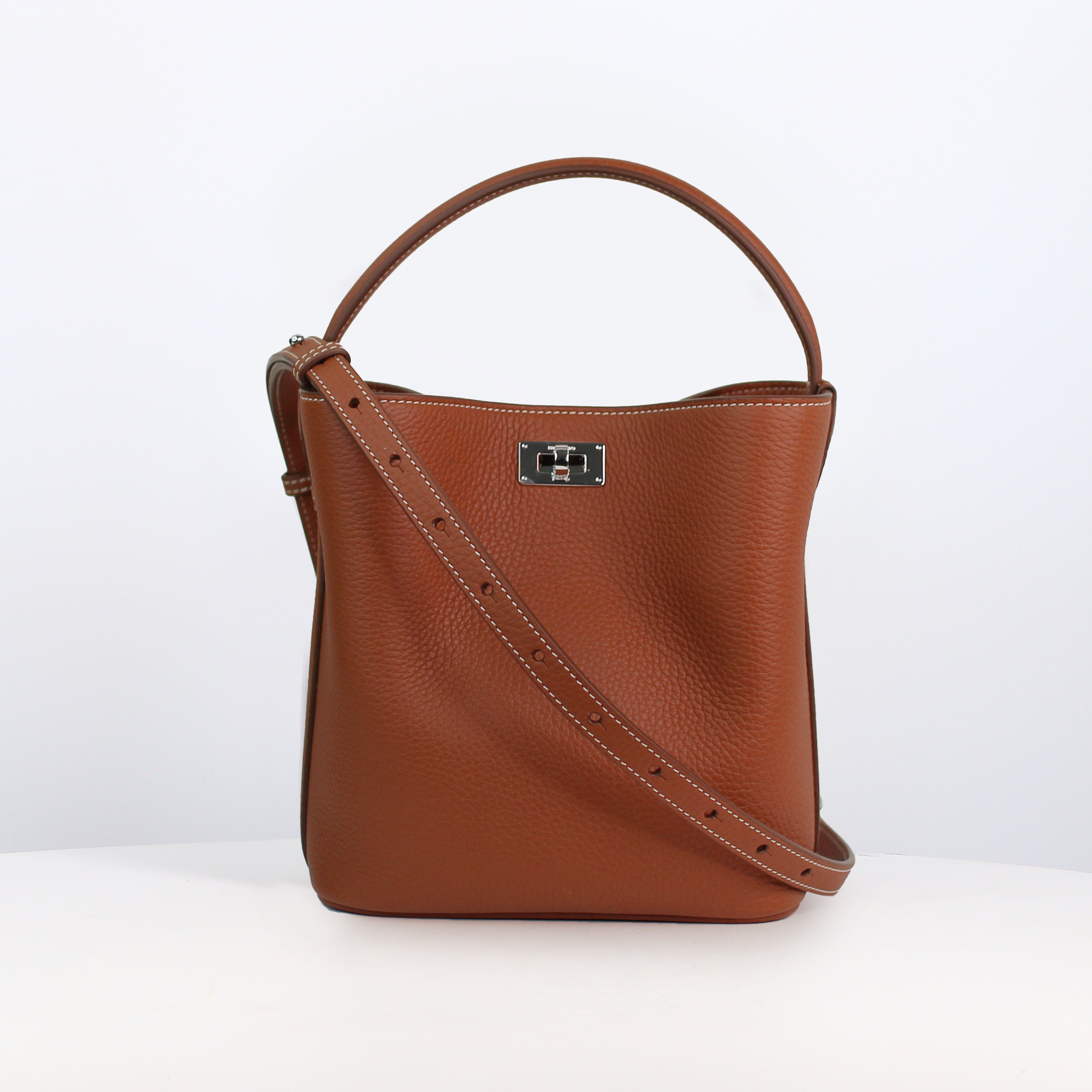 LEATHER BUCKET BAG ODEON MINI GOLD