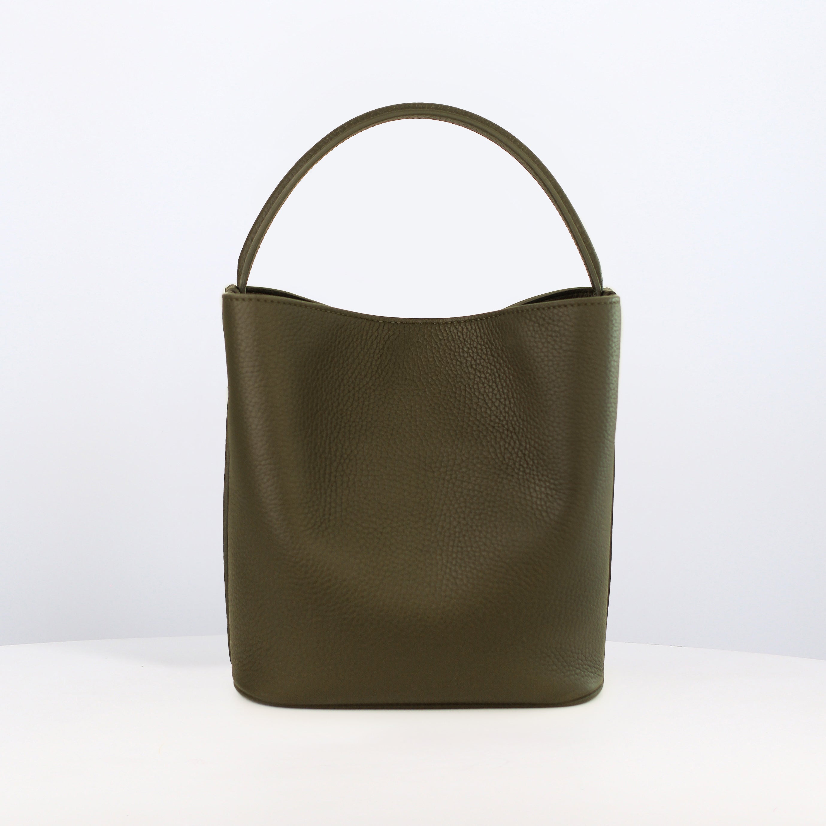 LEATHER BUCKET BAG ODEON MINI KHAKI
