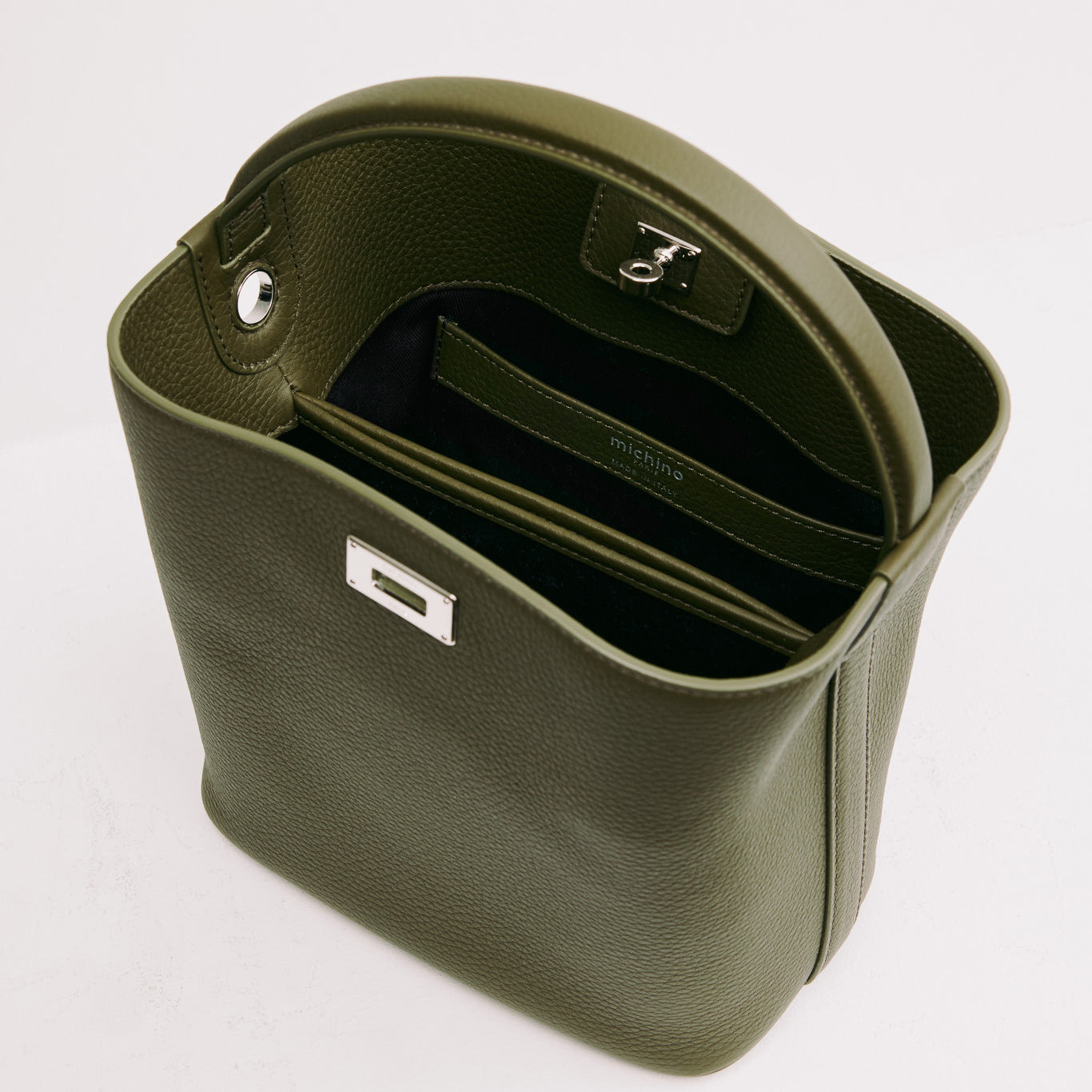 LEATHER BUCKET BAG ODEON MINI KHAKI