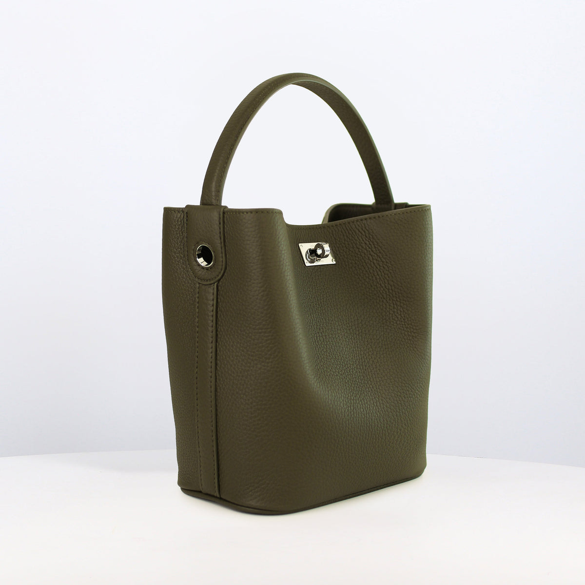 LEATHER BUCKET BAG ODEON MINI KHAKI
