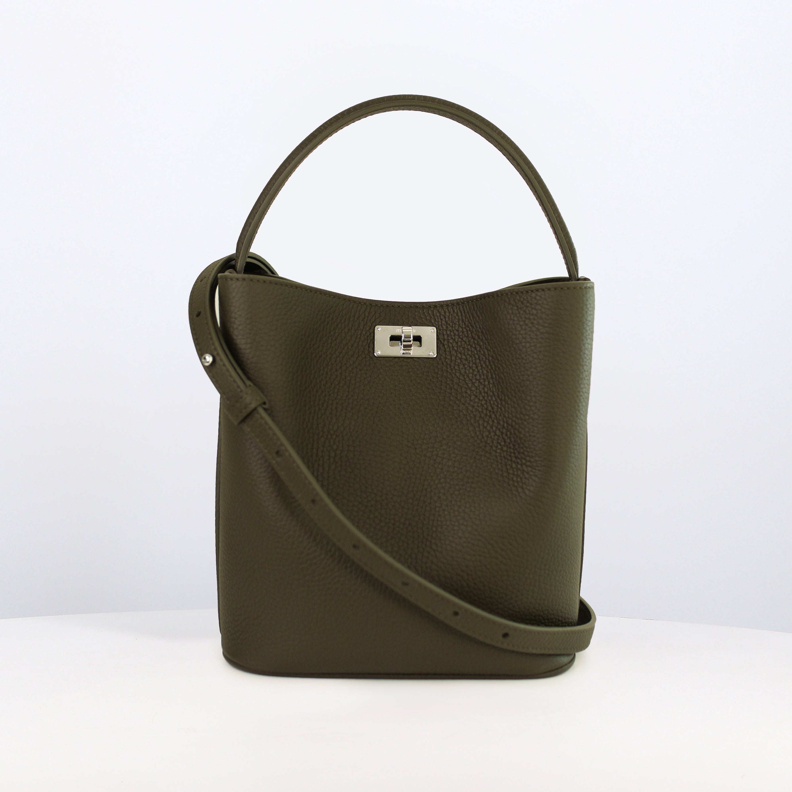 LEATHER BUCKET BAG ODEON MINI KHAKI