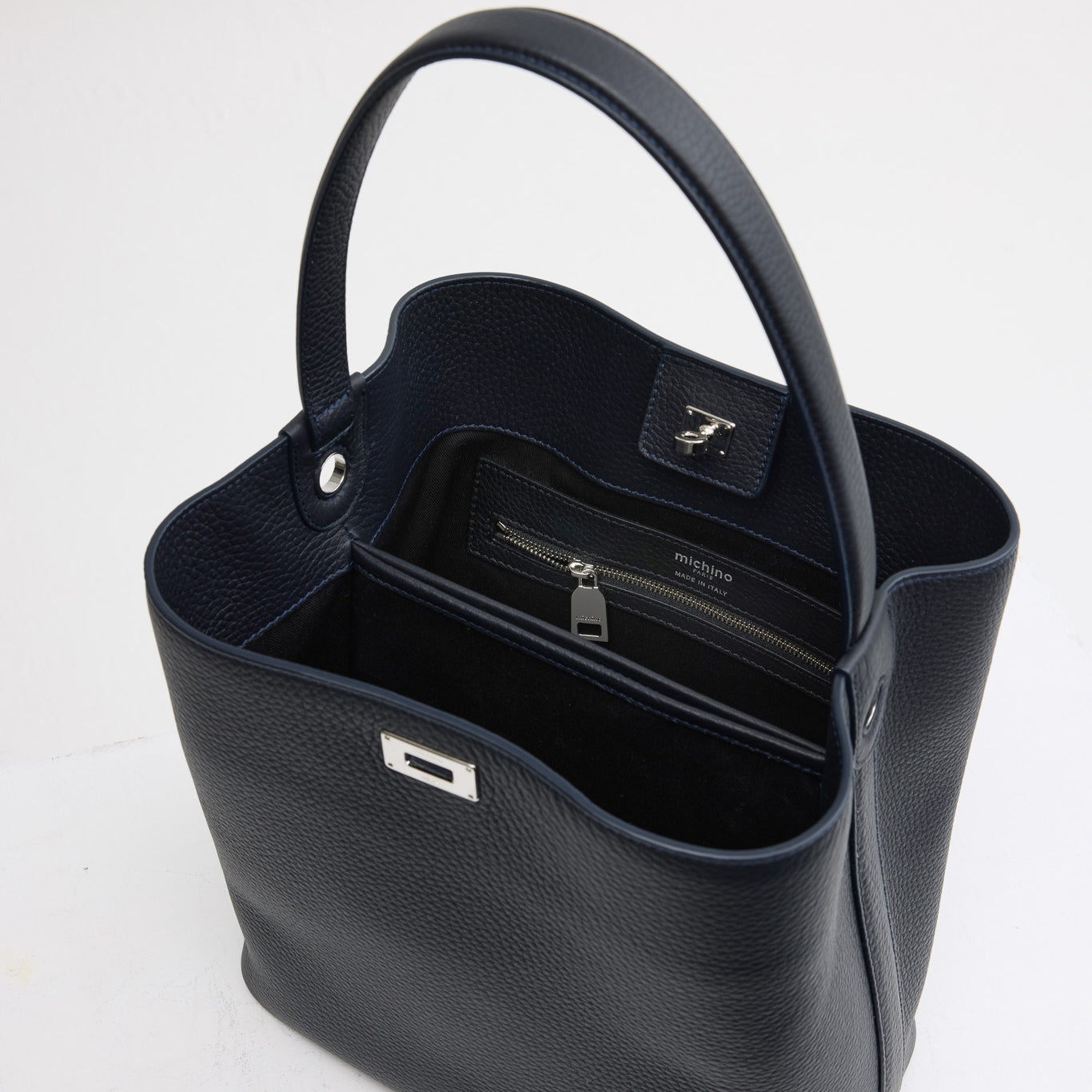 LEATHER BUCKET BAG ODEON PM ECLIPSE