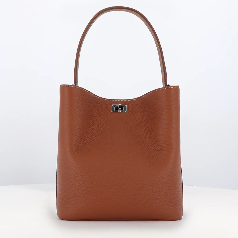 LEATHER BUCKET BAG ODEON PM GOLD