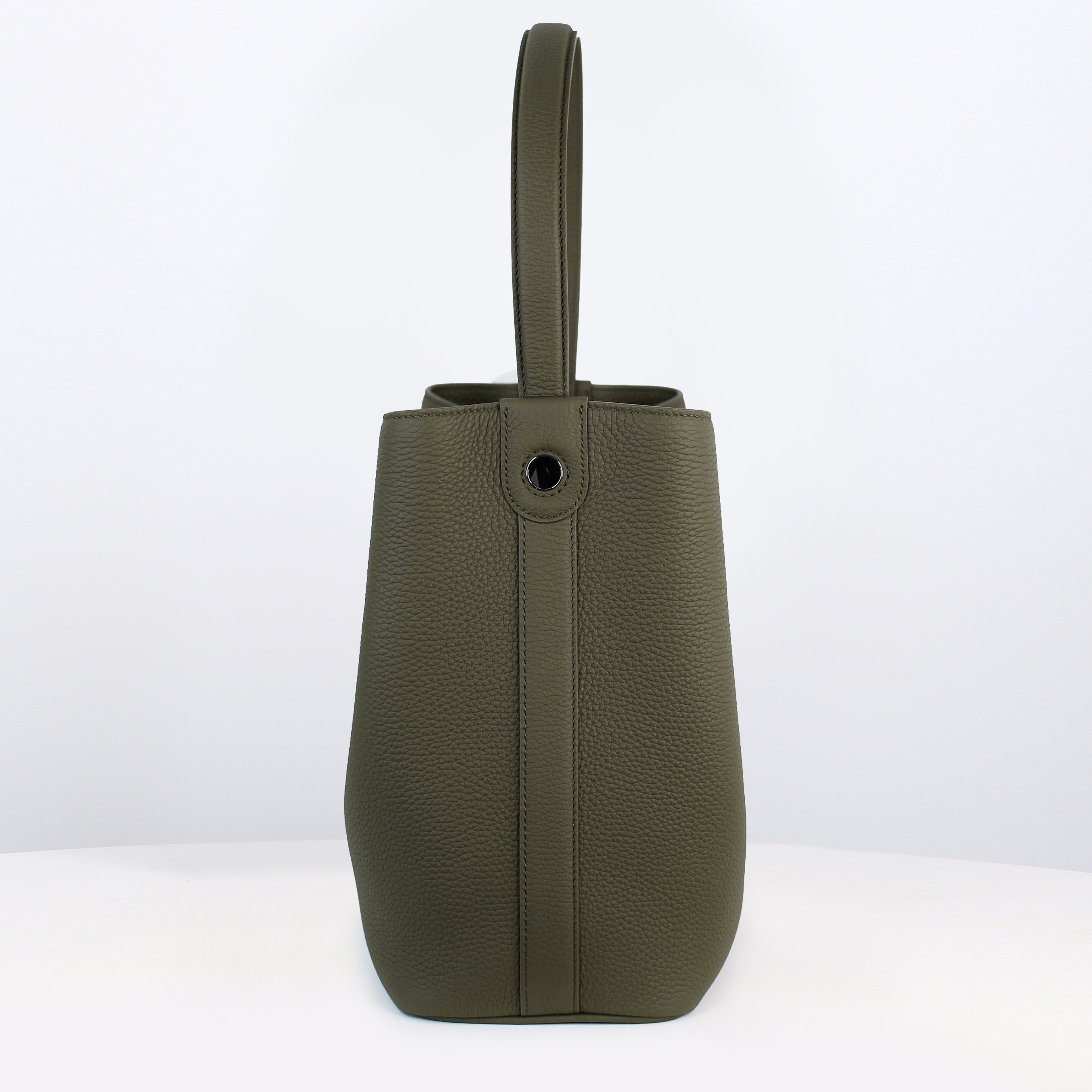 LEATHER BUCKET BAG ODEON PM KHAKI