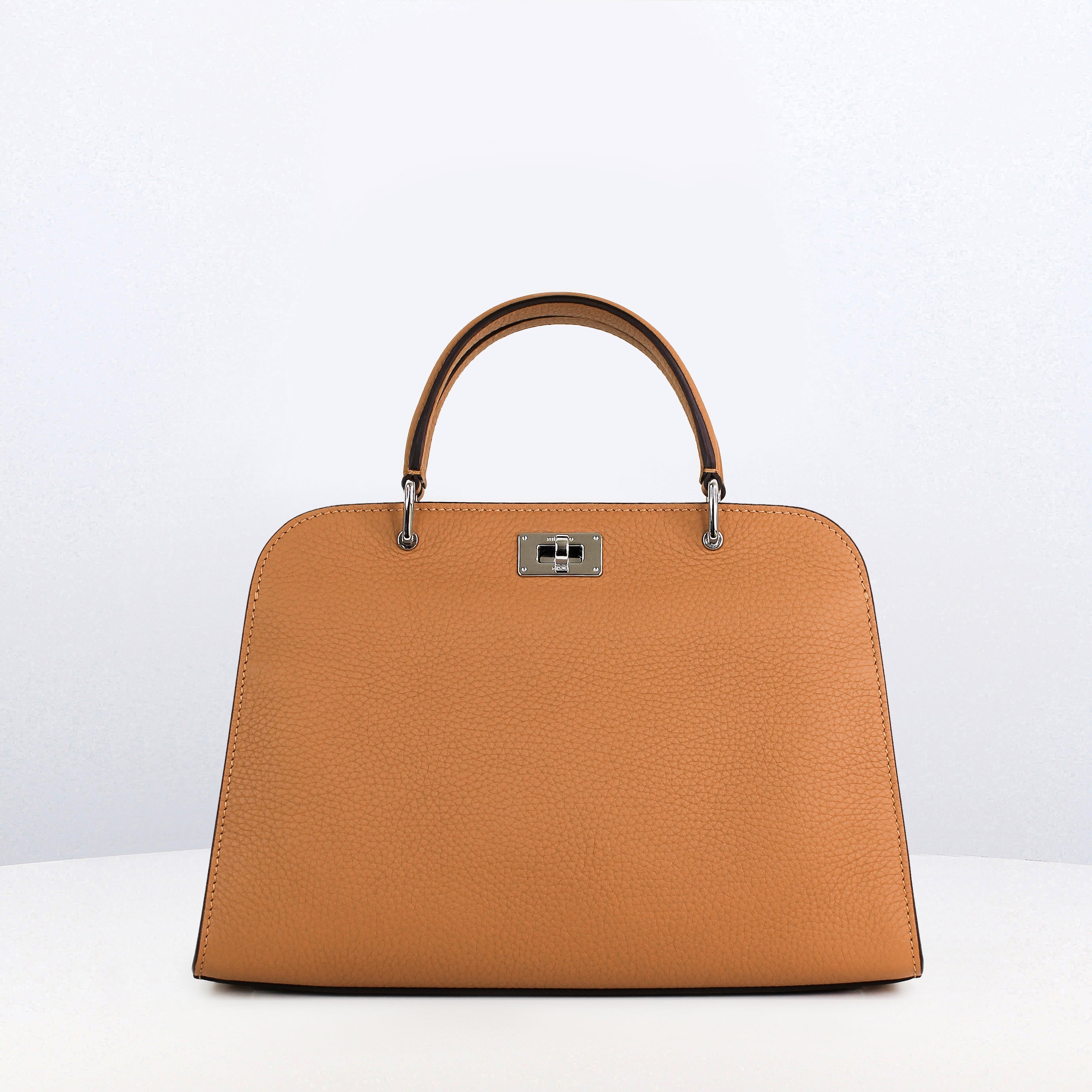 LEATHER HANDBAG OPERA MINI CAMEL