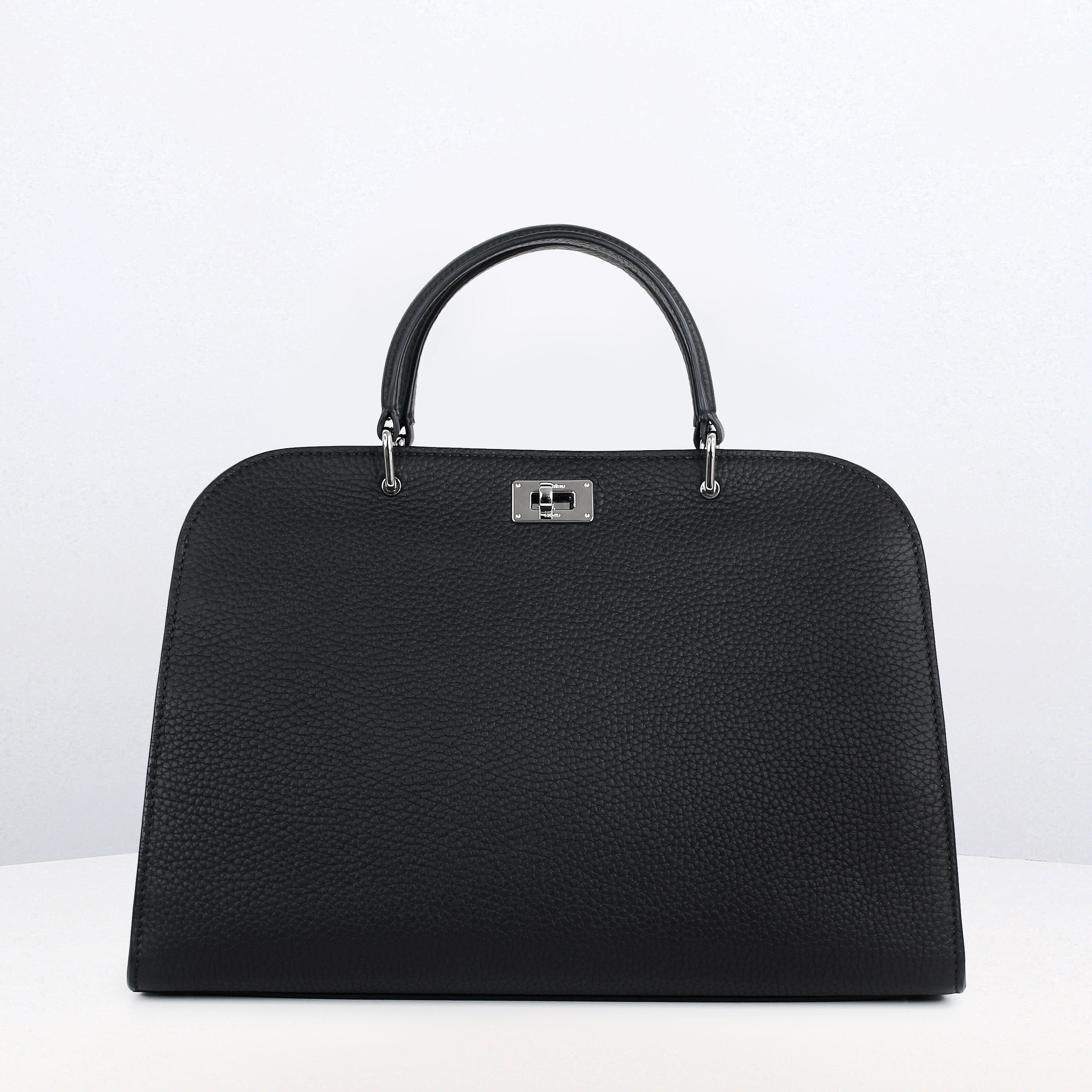 LEATHER HANDBAG OPERA PM BLACK