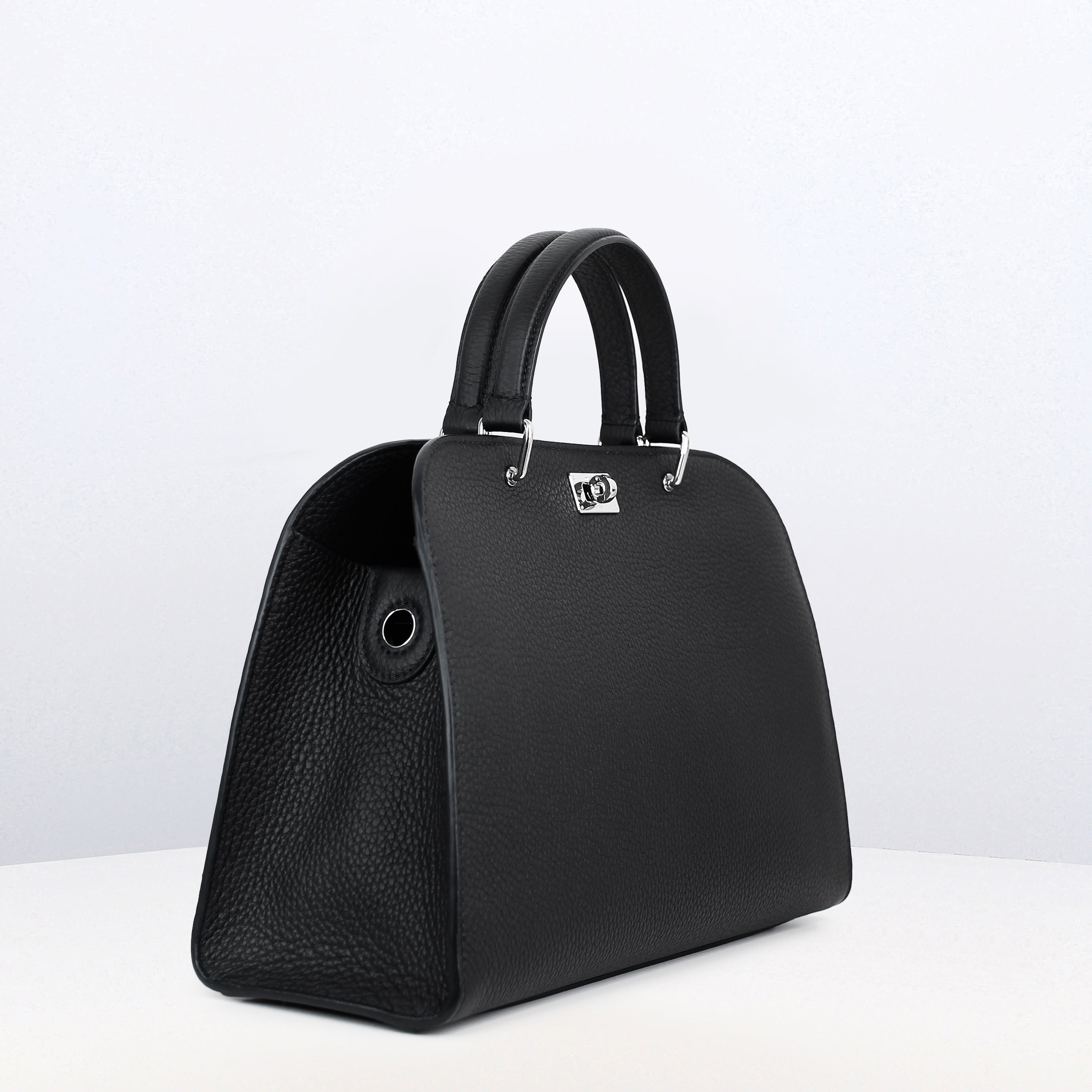 LEATHER HANDBAG OPERA PM BLACK