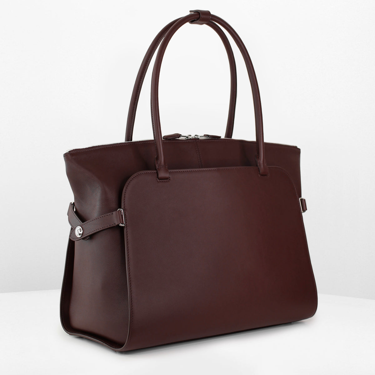 LEATHER HANDBAG SEPTIEME MM PRUNE