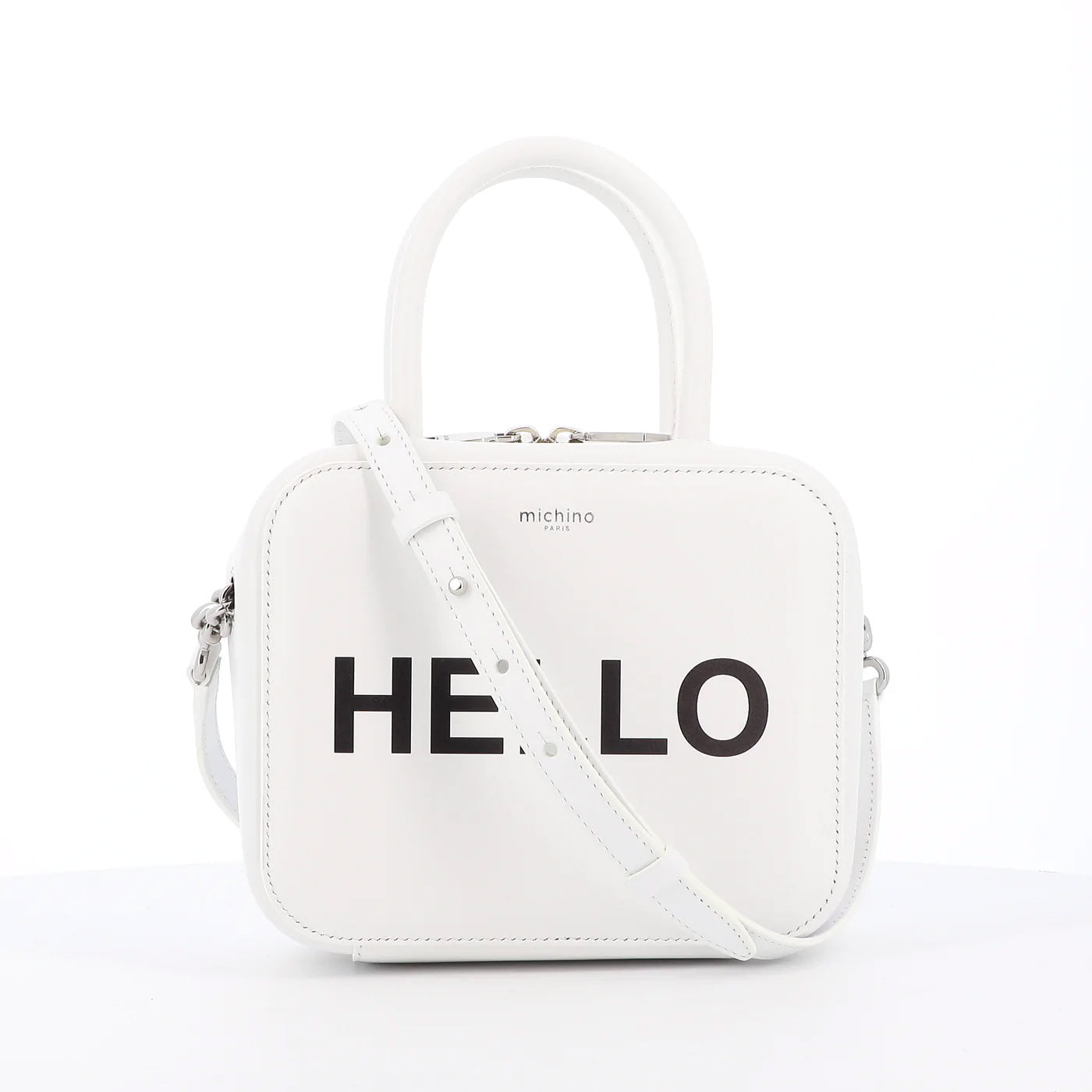 "Archive Event" LEATHER HANDBAG PIGALLE PM WHITE HELLO