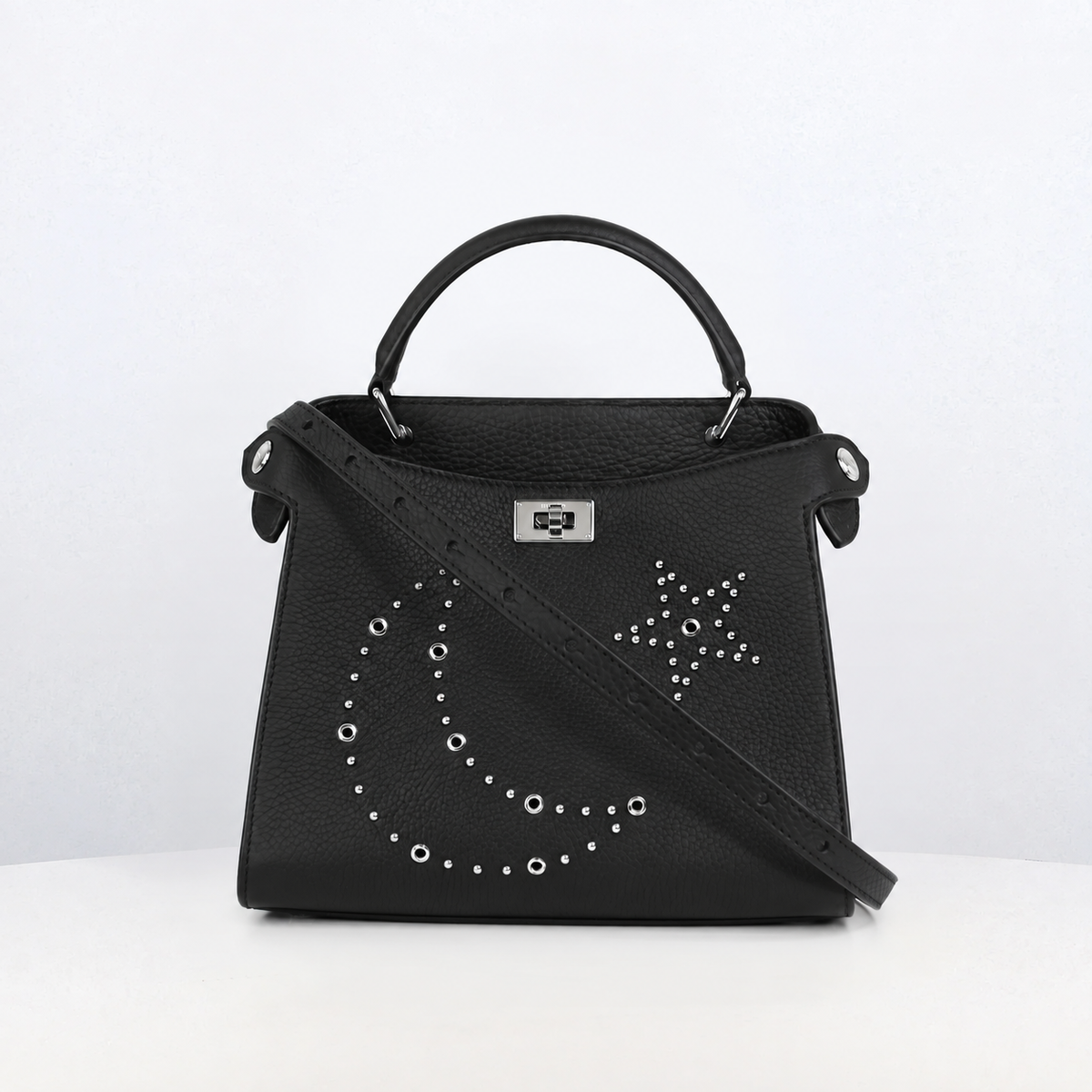 LEATHER HANDBAG LUTECE MINI BLACK HARMONY