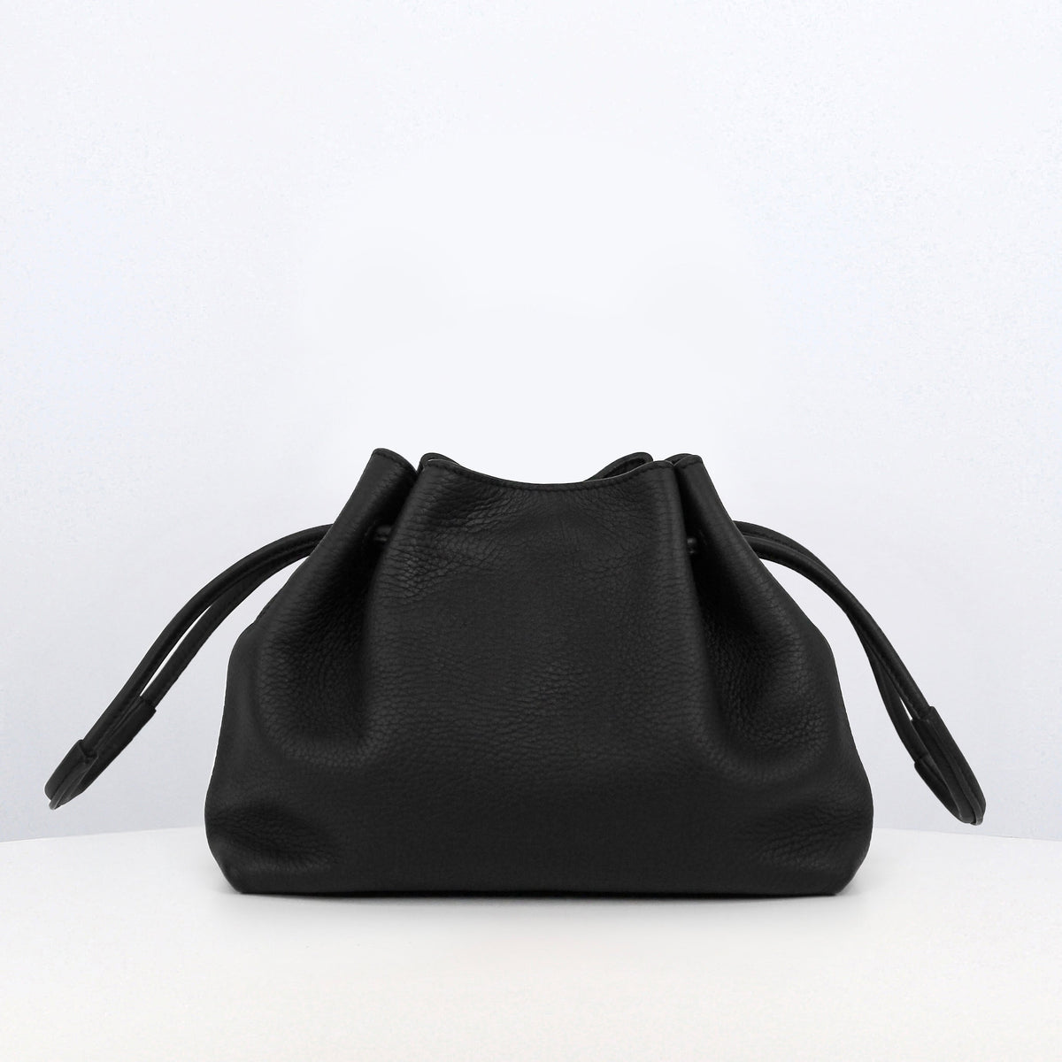 LEATHER DRAWSTRING BAG COLETTE MINI BLACK