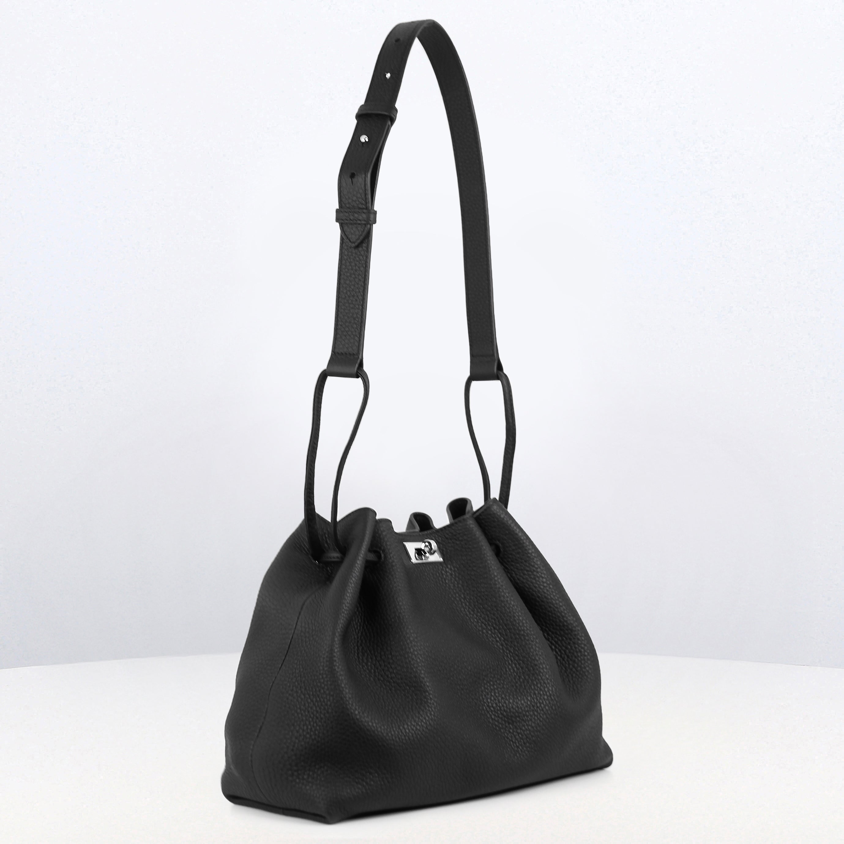 "Archive Event" LEATHER DRAWSTRING BAG COLETTE PM BLACK