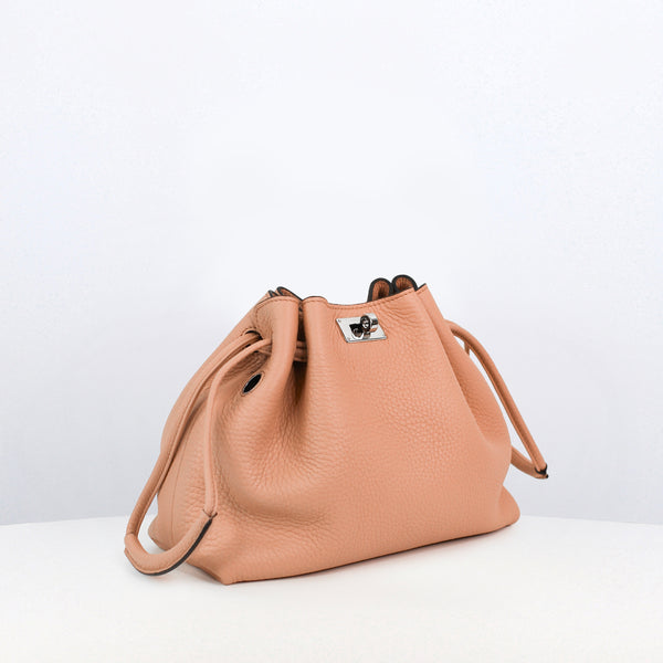 LEATHER DRAWSTRING BAG COLETTE TERRACOTTA