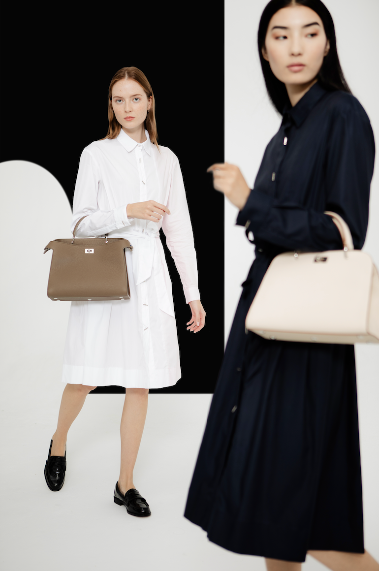 LEATHER HANDBAG OPERA MINI IVORY