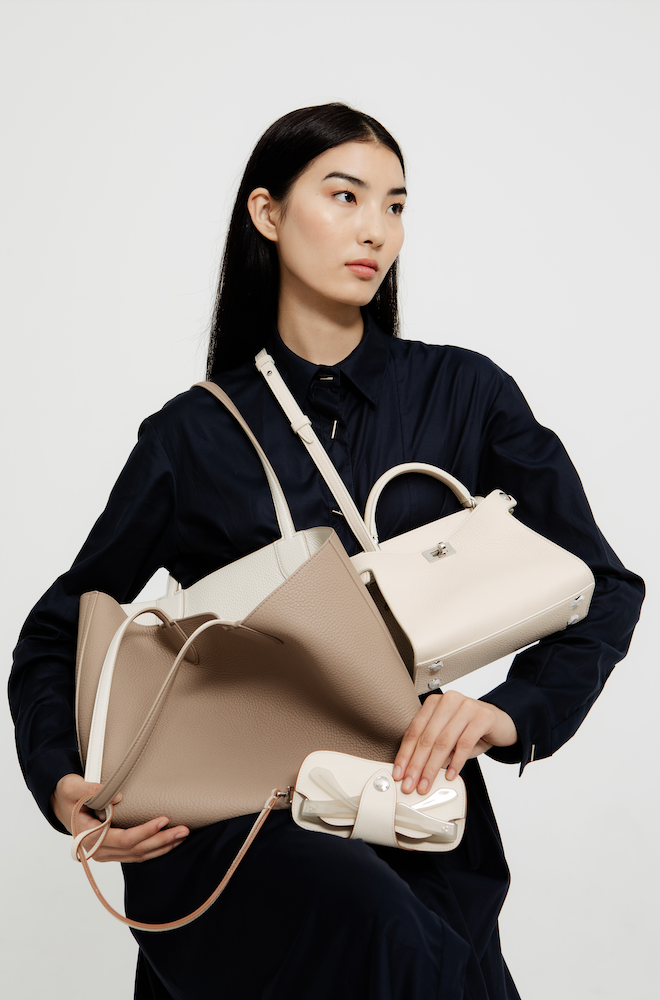 LEATHER HANDBAG LUTECE NANO IVORY