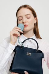 LEATHER HANDBAG LUTECE MINI NAVY