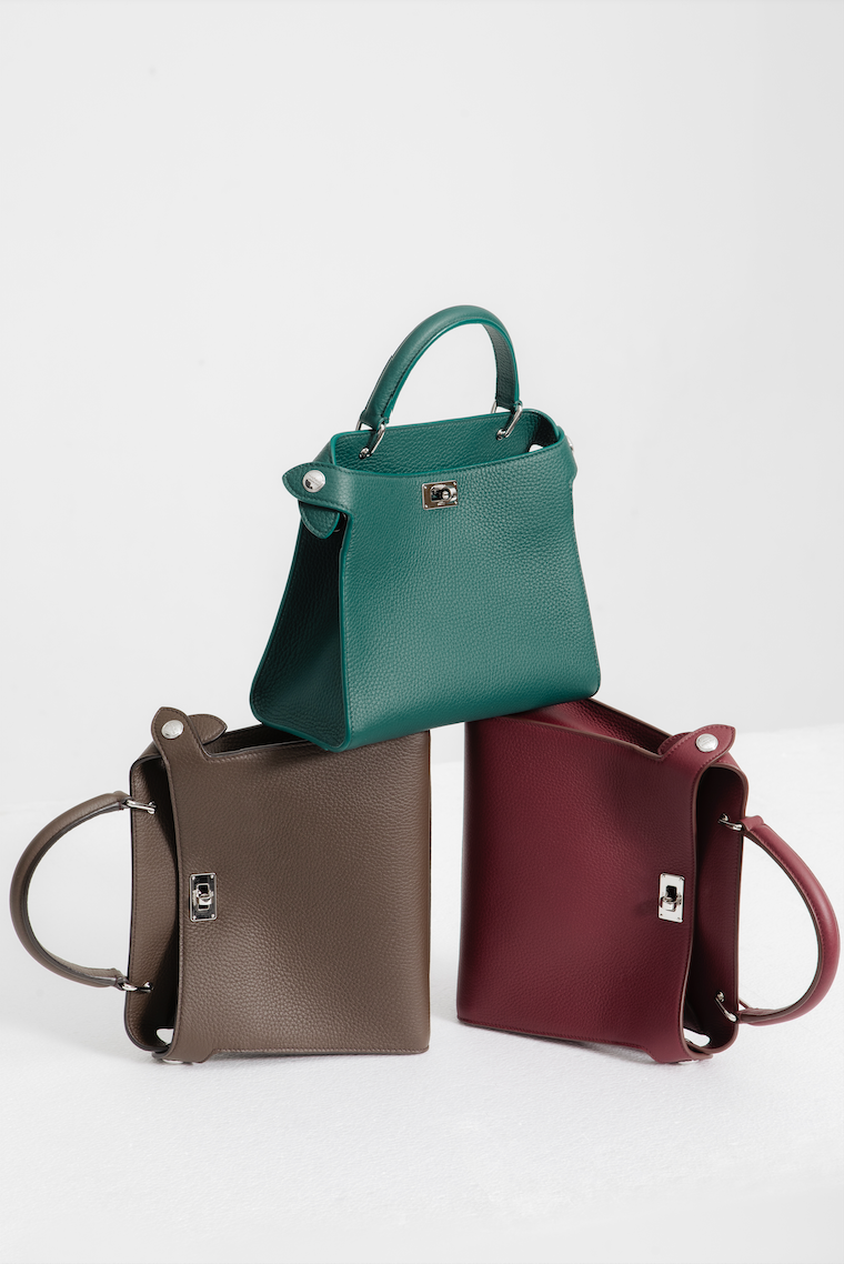LEATHER HANDBAG LUTECE MINI EMERALD