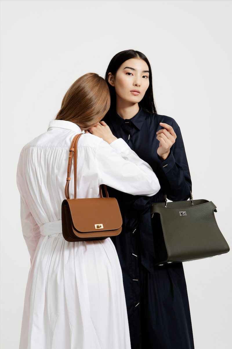 LEATHER HANDBAG LUTECE PM KHAKI