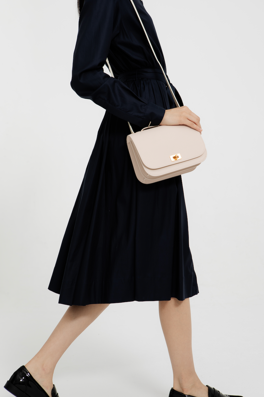 LEATHER FLAP BAG ELYSEE IVORY