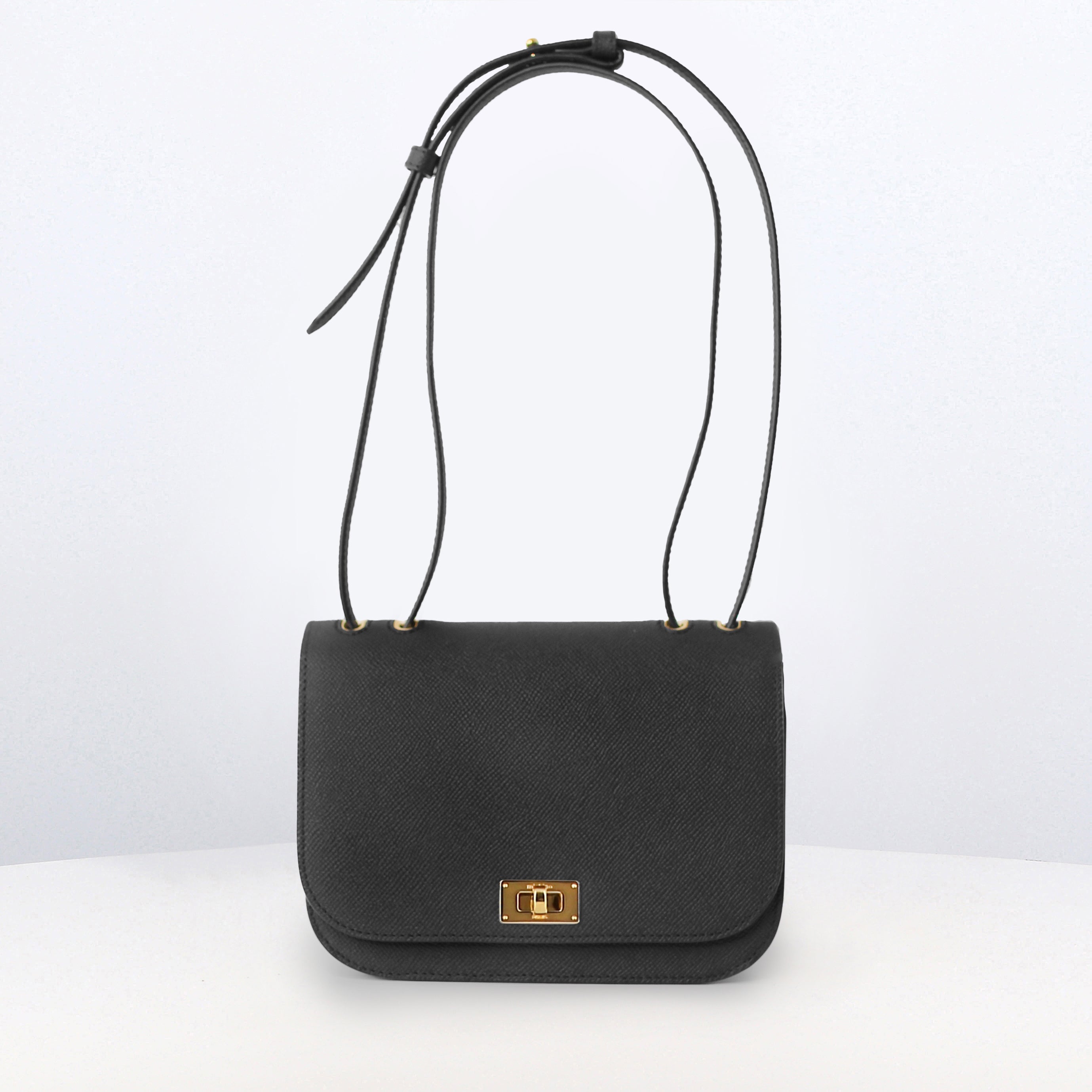 LEATHER FLAP BAG ELYSEE BLACK