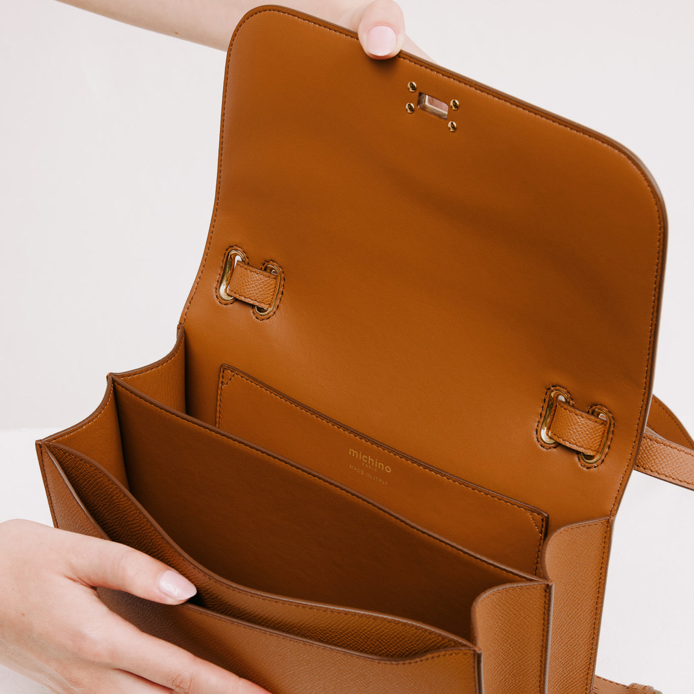 LEATHER FLAP BAG ELYSEE EAST/WEST GOLD