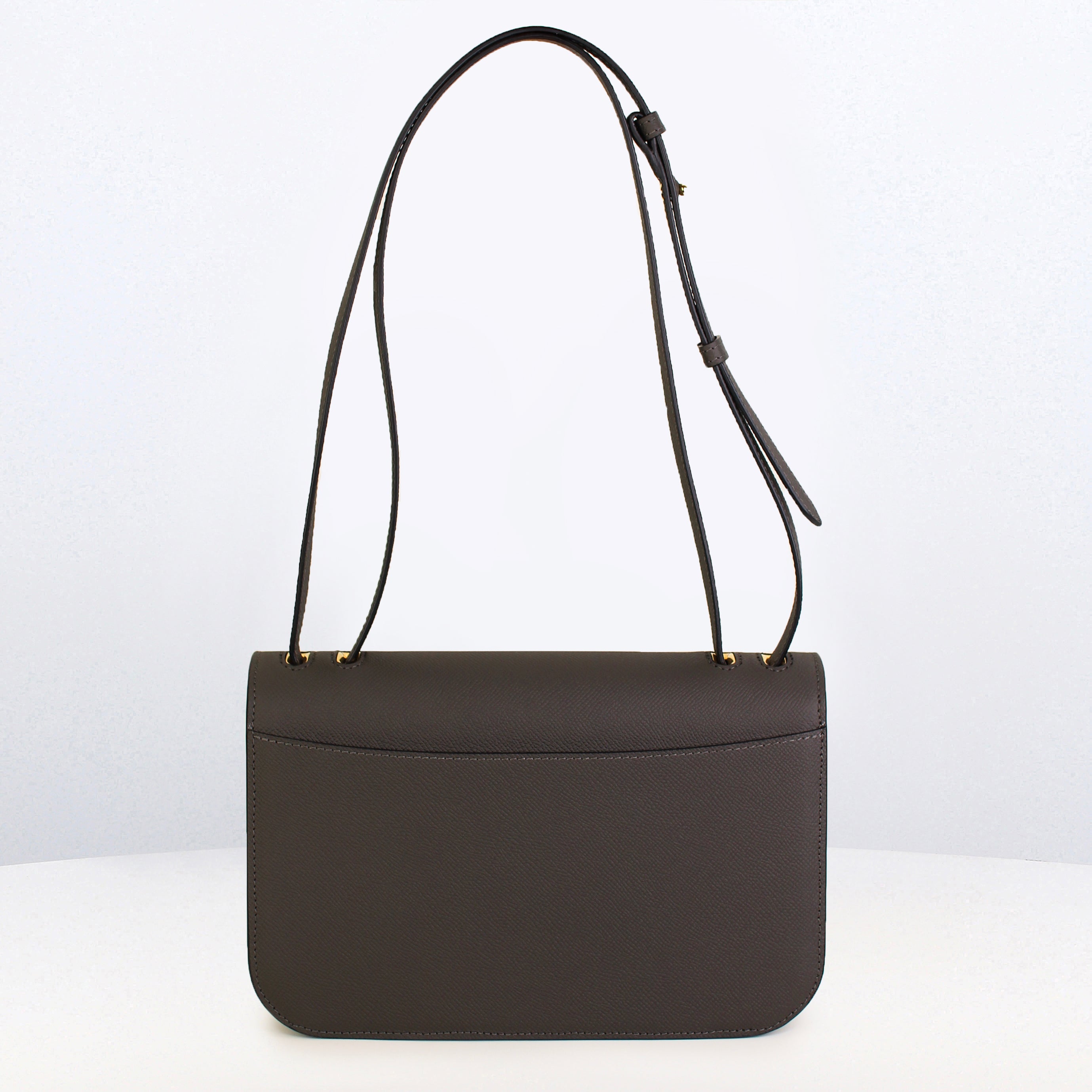 LEATHER FLAP BAG ELYSEE EAST/WEST CHARCOAL GREY