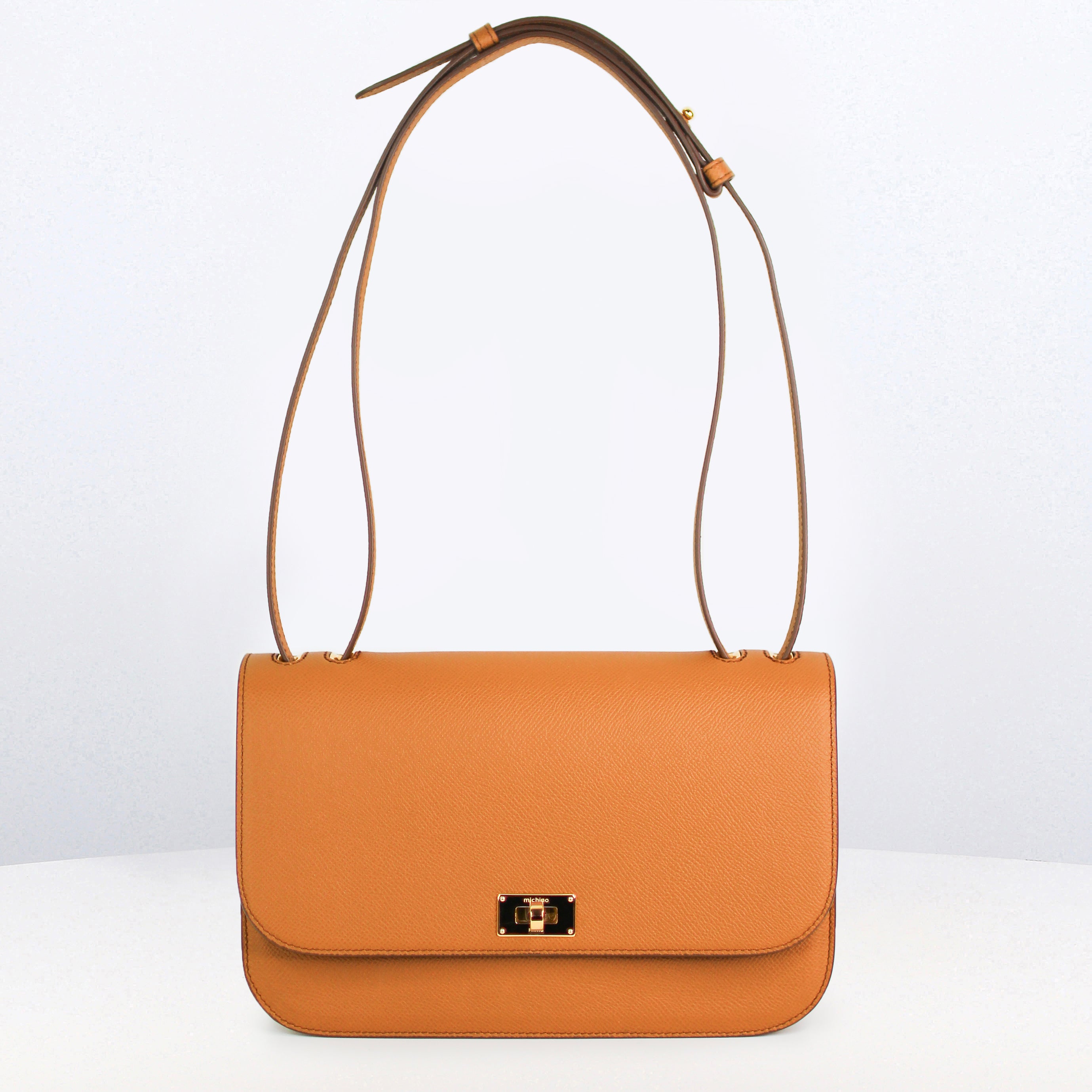 LEATHER FLAP BAG ELYSEE EAST/WEST GOLD