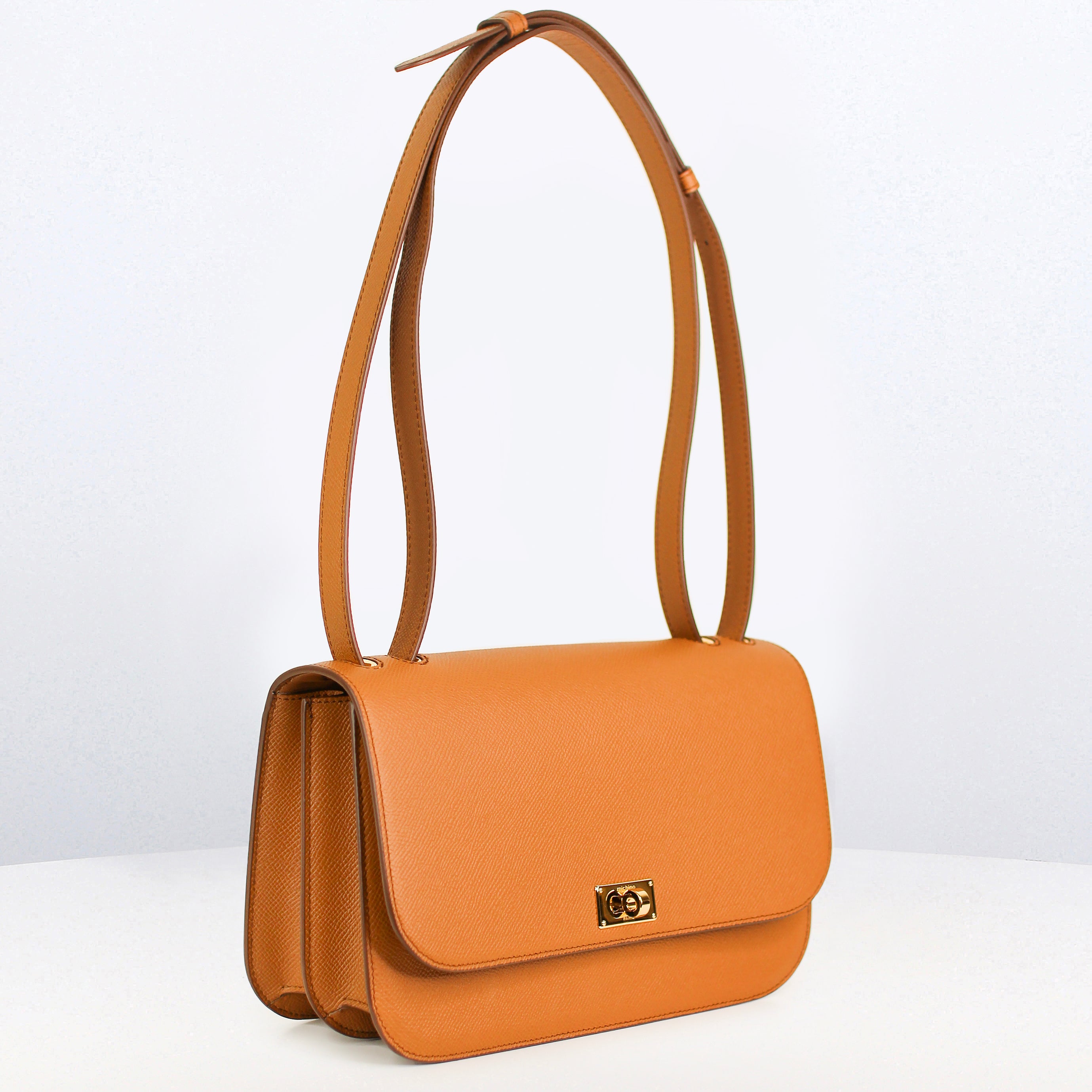 LEATHER FLAP BAG ELYSEE EAST/WEST GOLD