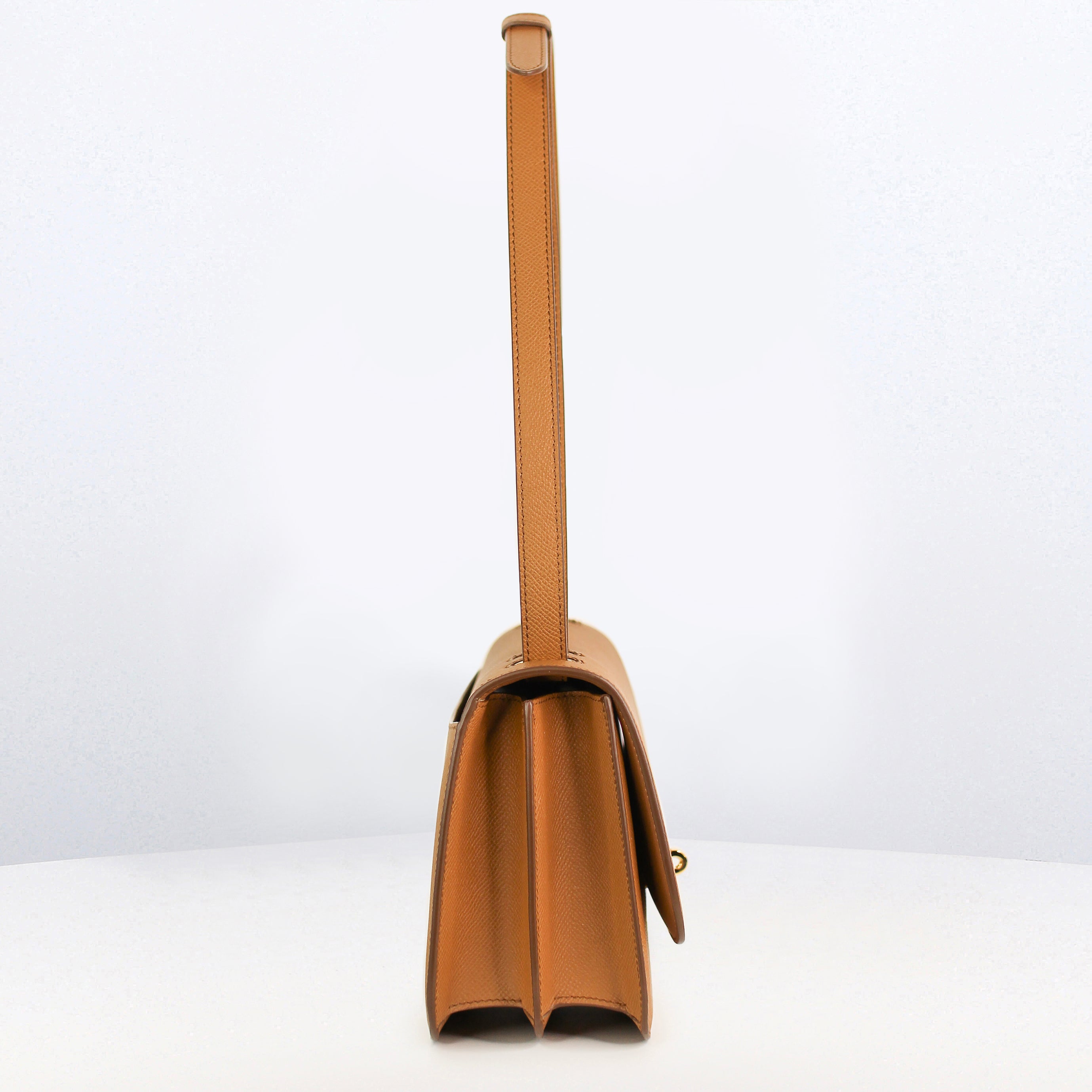 LEATHER FLAP BAG ELYSEE EAST/WEST GOLD