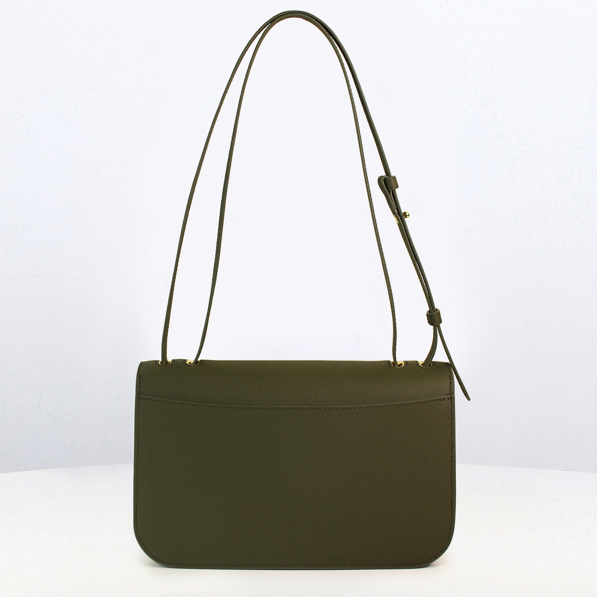 LEATHER FLAP BAG ELYSEE EAST/WEST KHAKI