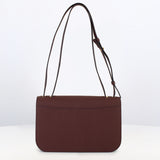 LEATHER FLAP BAG ELYSEE BLACK  EAST/WEST PRUNE