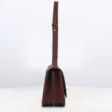 LEATHER FLAP BAG ELYSEE BLACK  EAST/WEST PRUNE