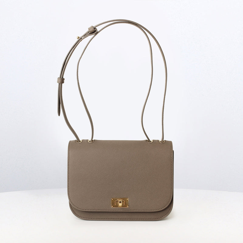 LEATHER FLAP BAG ELYSEE TAUPE