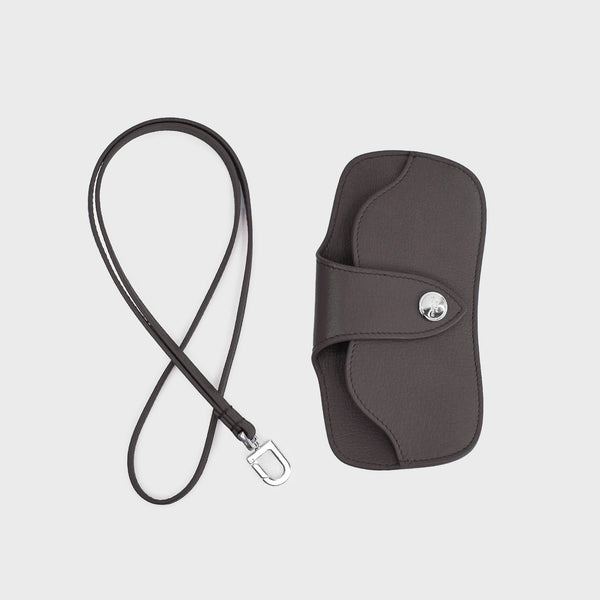 LEATHER GLASSES HOLDER CHARCOAL GREY