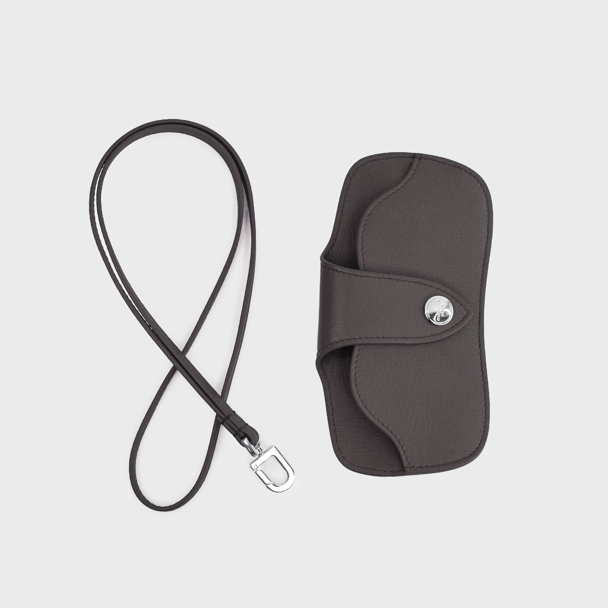 LEATHER GLASSES HOLDER CHARCOAL GREY