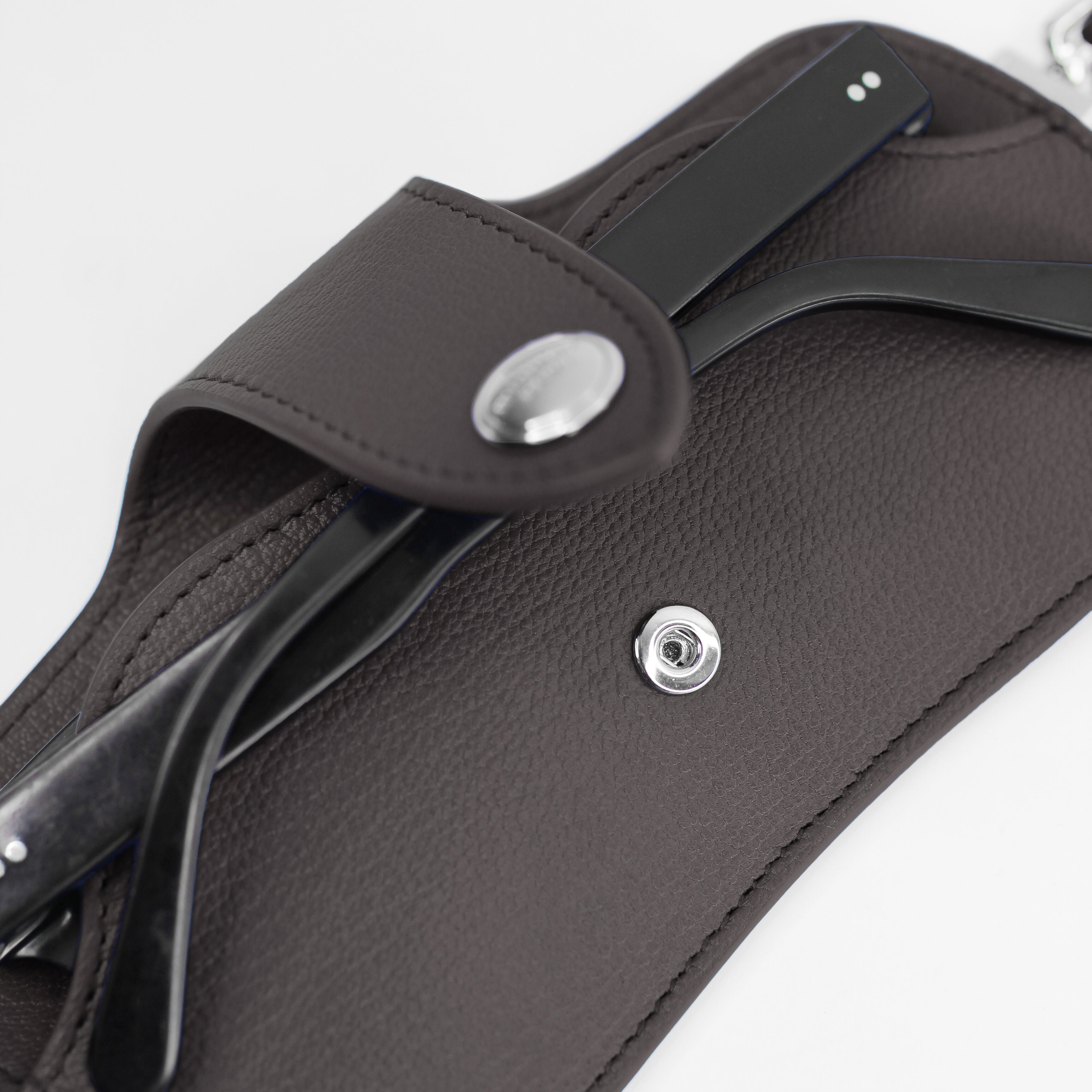 LEATHER GLASSES HOLDER CHARCOAL GREY