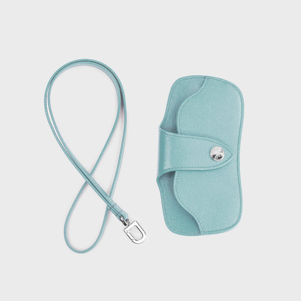 LEATHER GLASSES HOLDER SKYBLUE