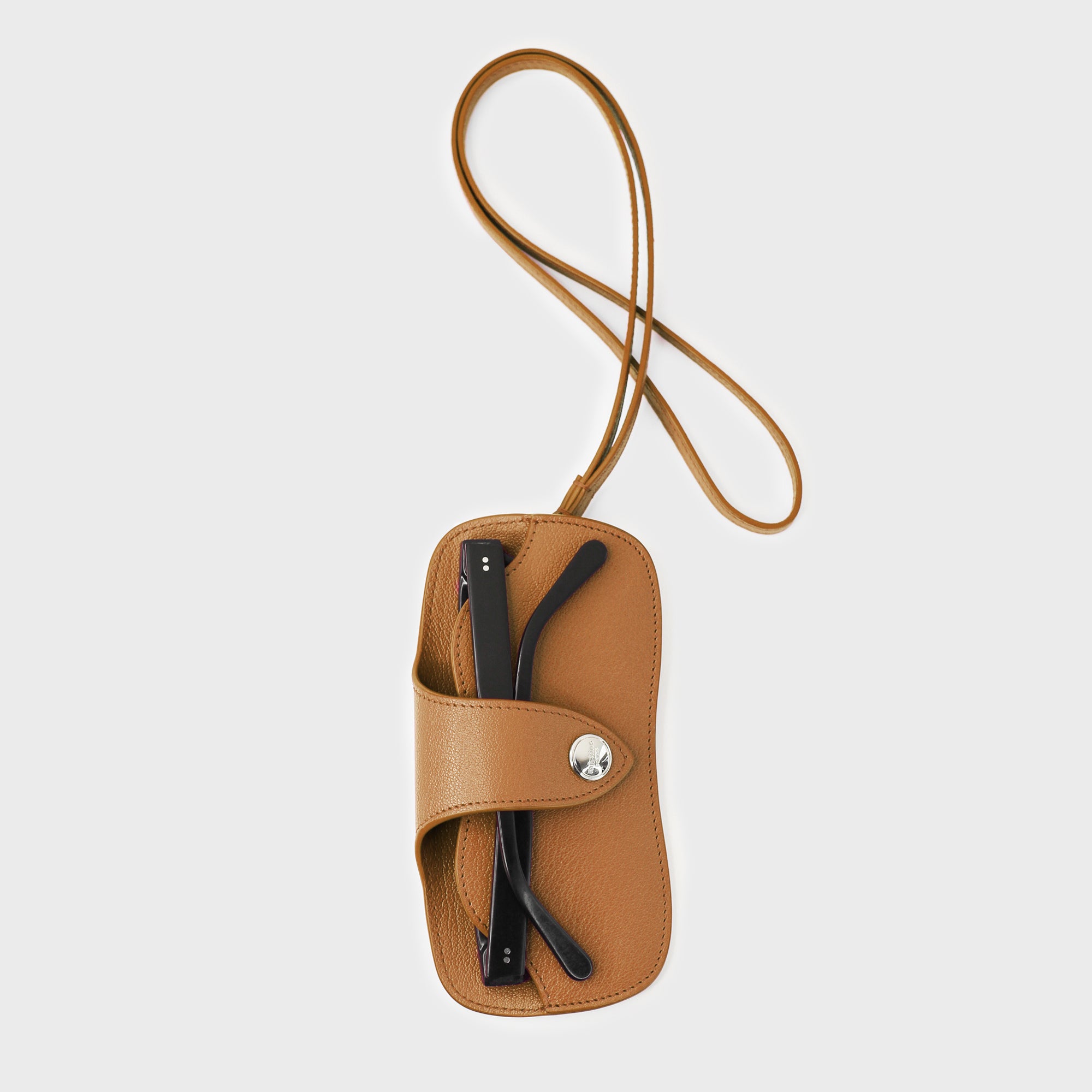 LEATHER GLASSES HOLDER GOLD