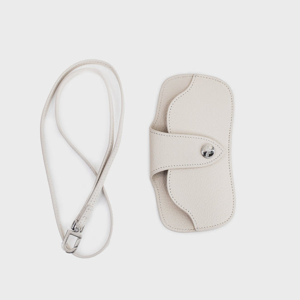 LEATHER GLASSES HOLDER IVORY