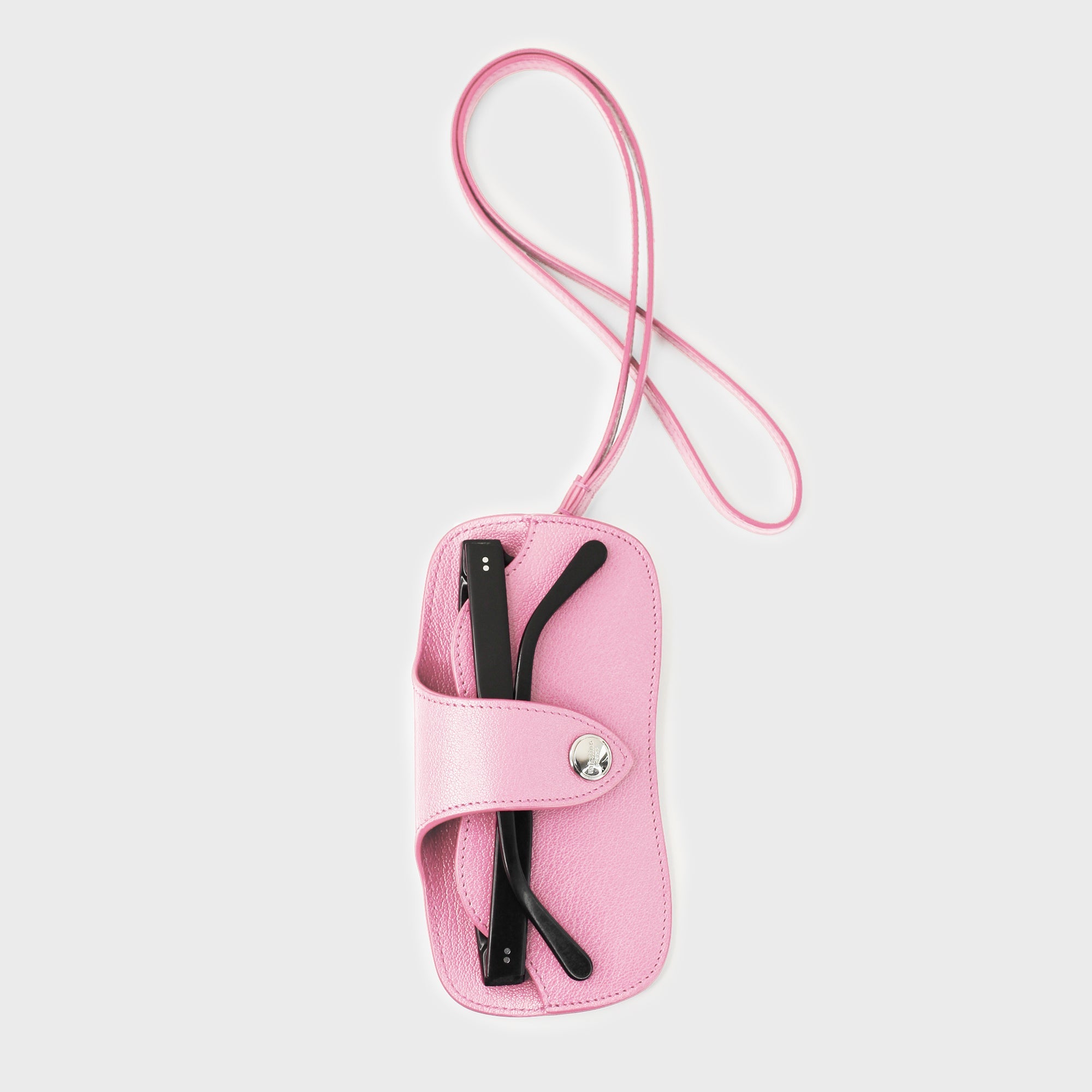 LEATHER GLASSES HOLDER LIGHT PINK
