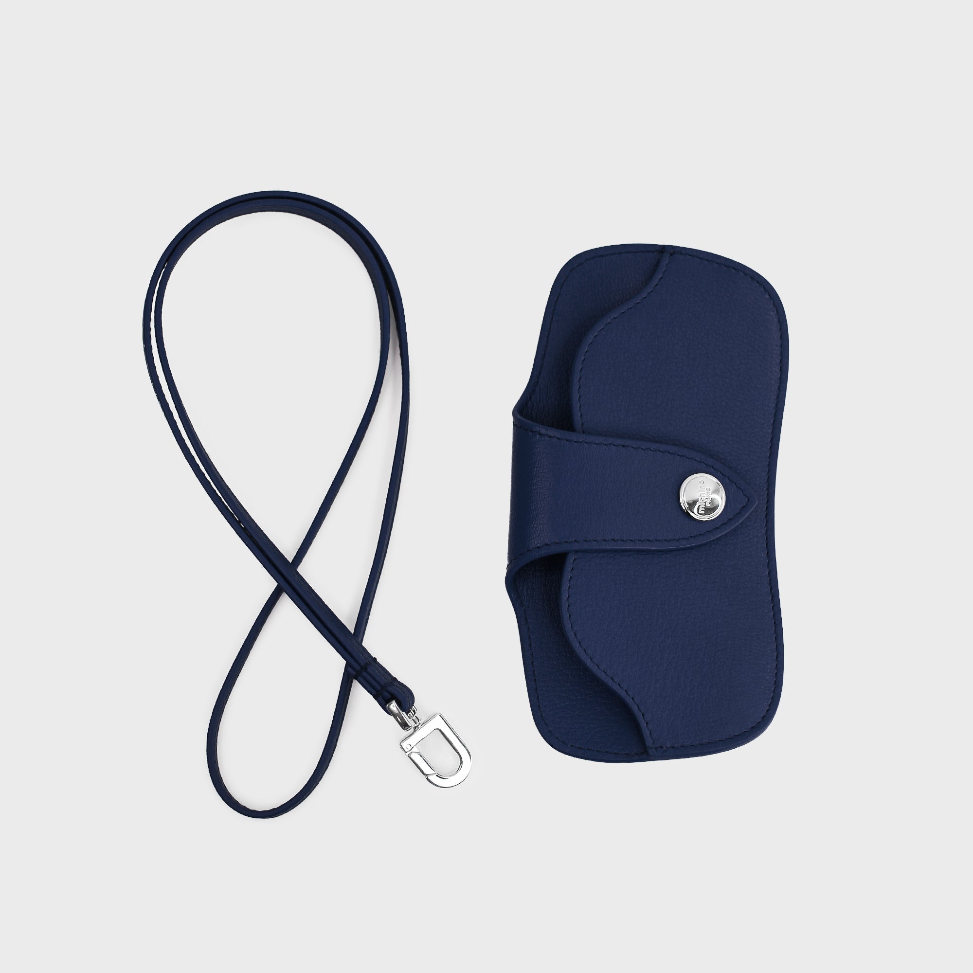 LEATHER GLASSES HOLDER NAVY BLUE
