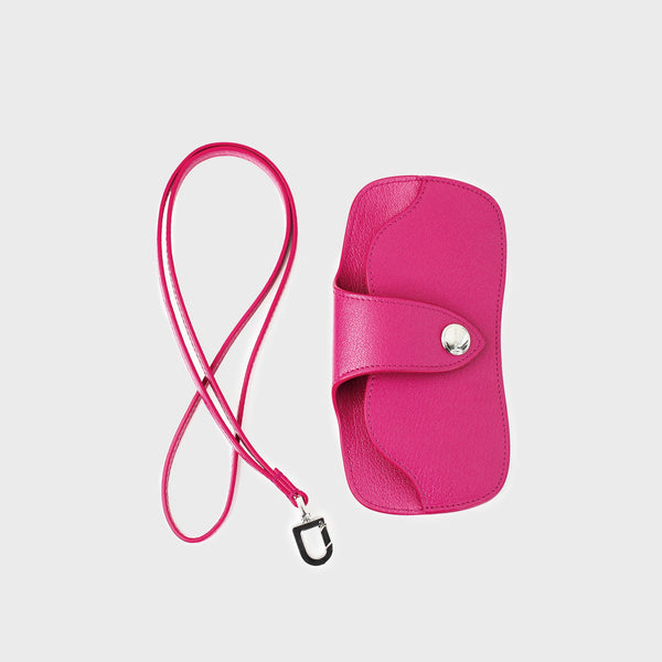 LEATHER GLASSES HOLDER FUXIA