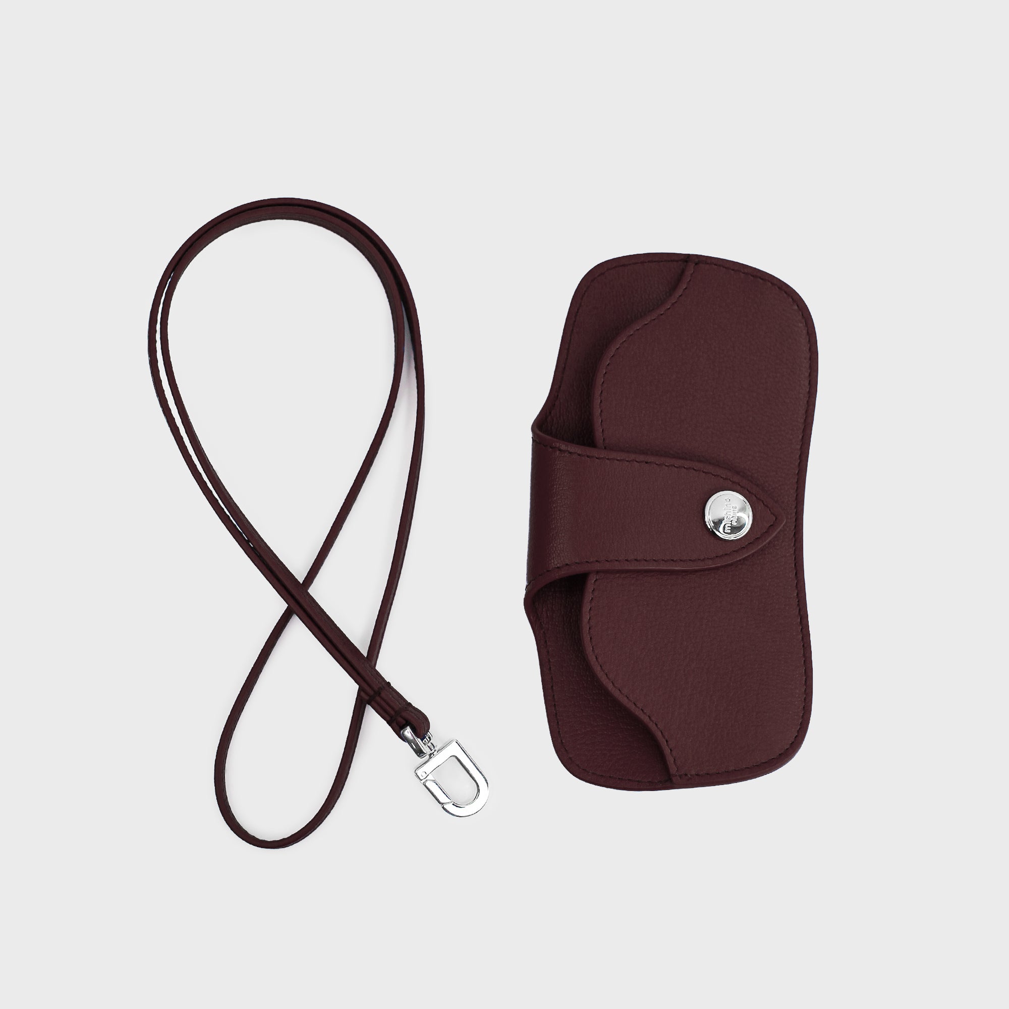 LEATHER GLASSES HOLDER PRUNE