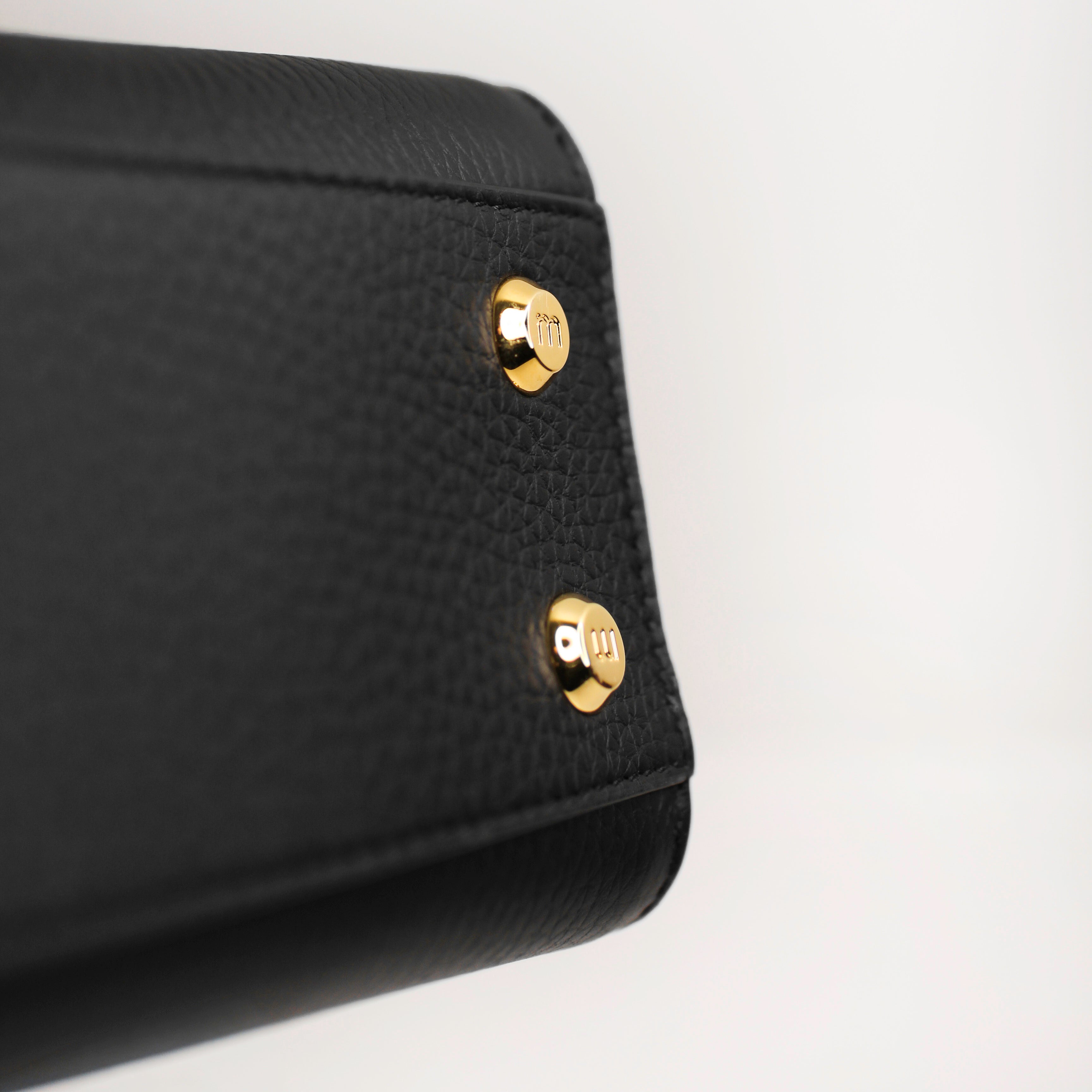 LEATHER HANDBAG LUTECE MINI BLACK GOLD HARDWARE