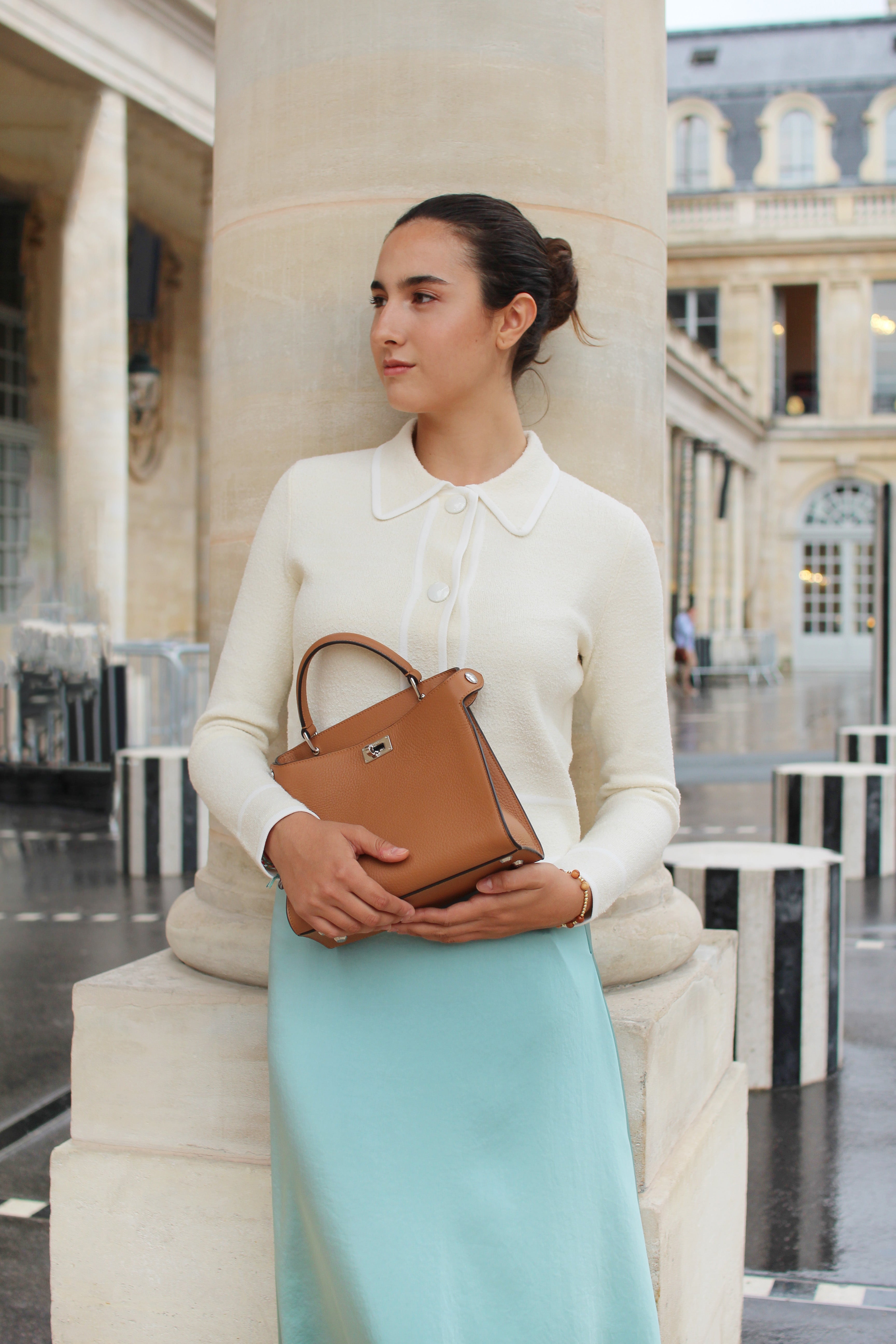 LEATHER HANDBAG LUTECE MINI CAMEL